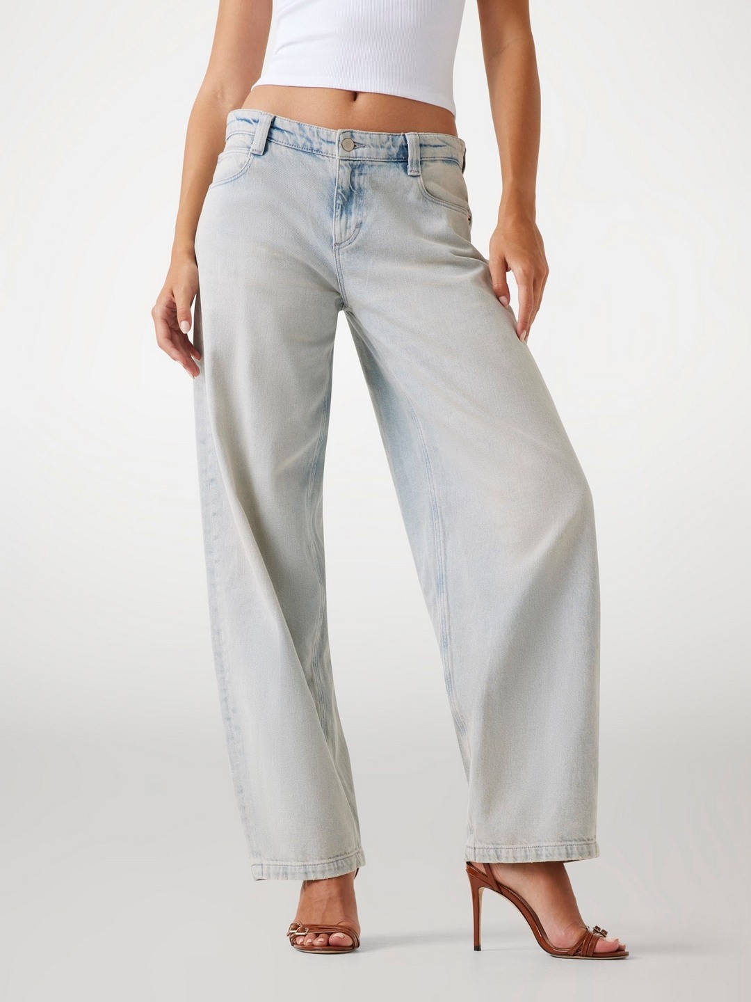 Guess Women Washed Loose Fit Mid-Rise Jeans
