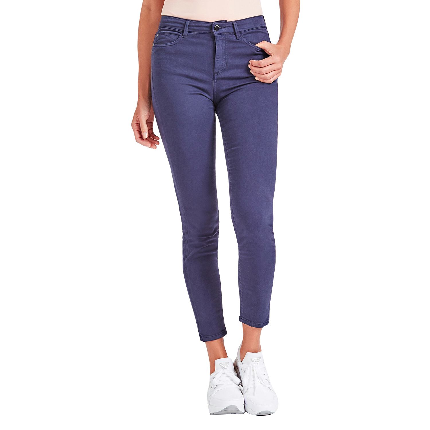 Guess Women Solid High-Rise Skinny Flat-Front Trousers