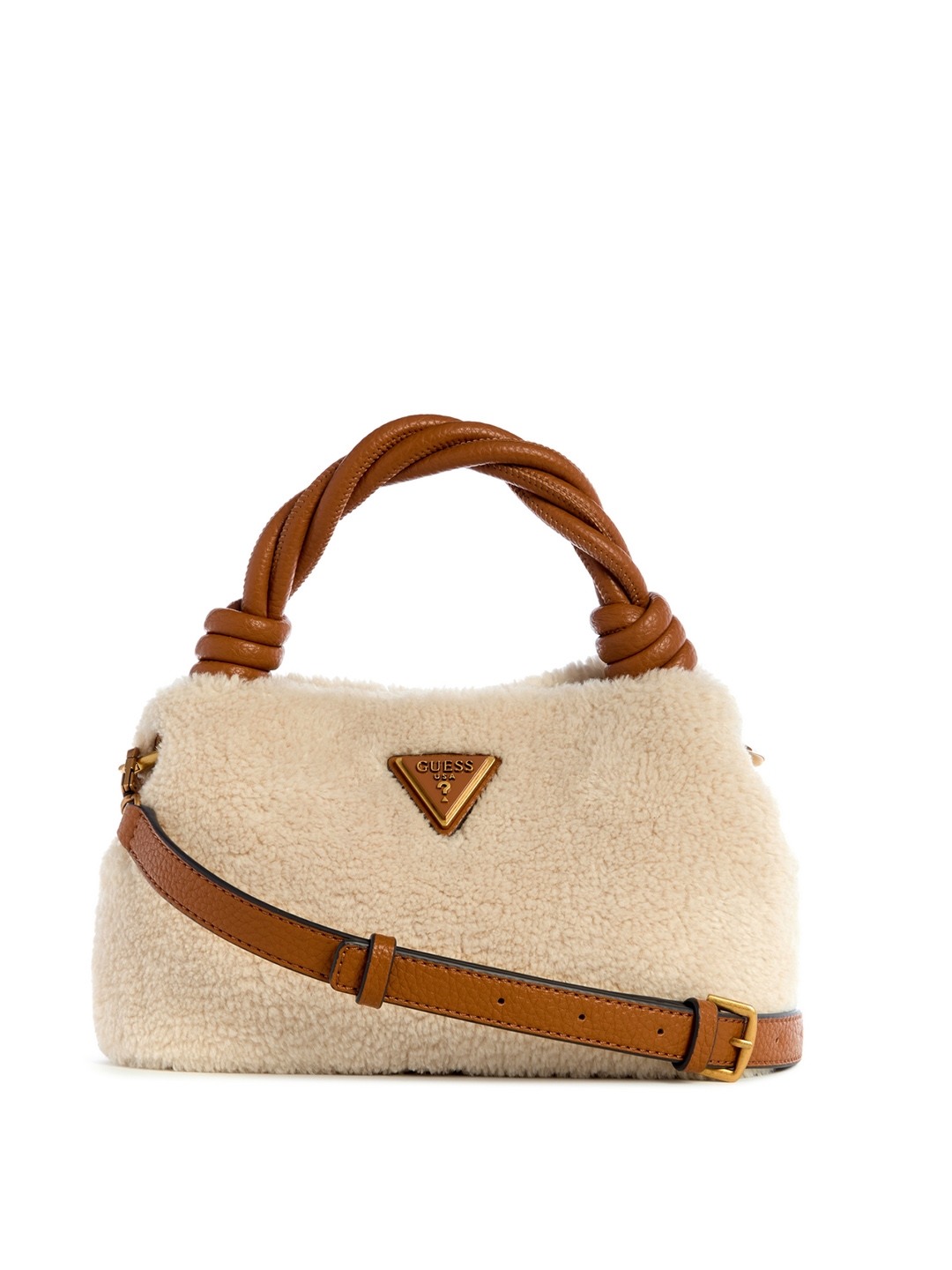 Beige Solid Shaida Top Handle Crossbody Bag