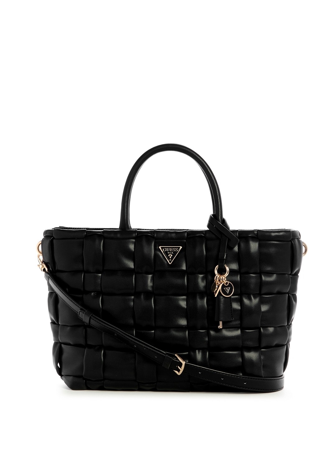 Black Textured Marion Satchel Bag