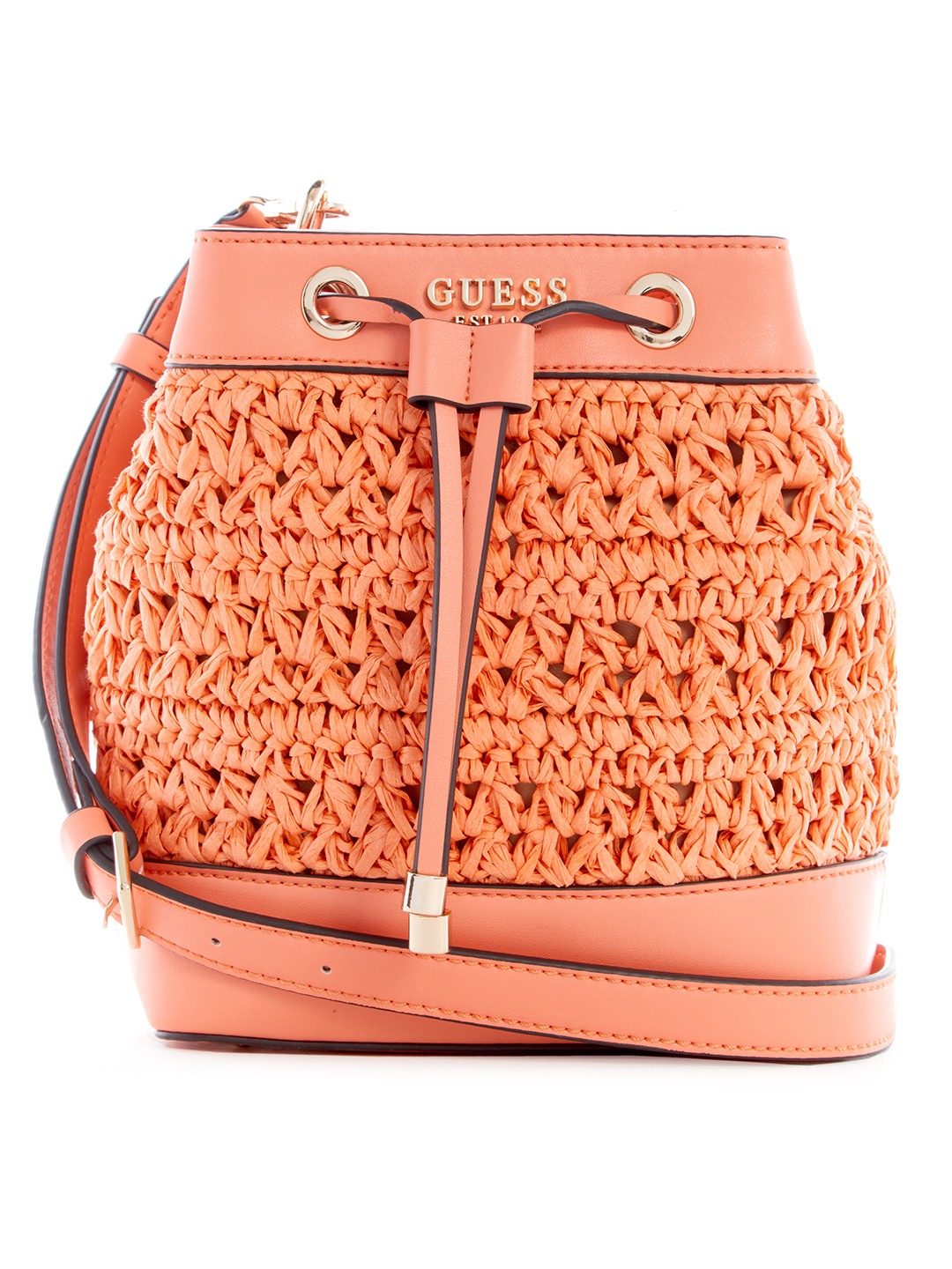 Guess Women Coral Self-Design Bucket Bag with Drawstring Closure