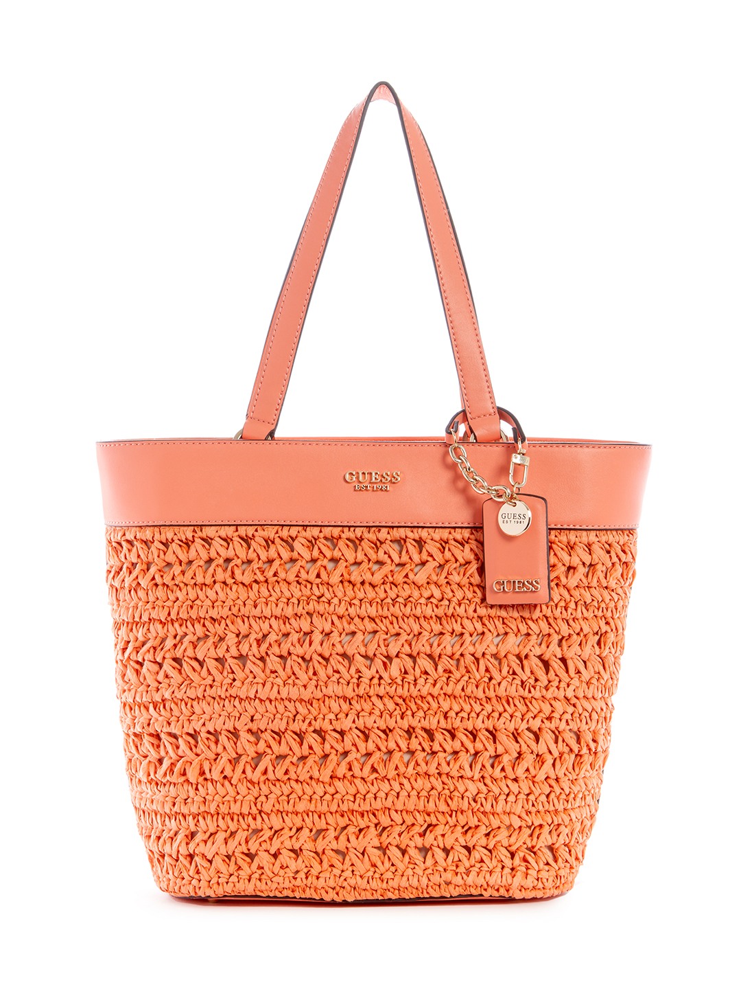 Guess Women Coral Self-Design Tote Bag with Magnetic Button Closure