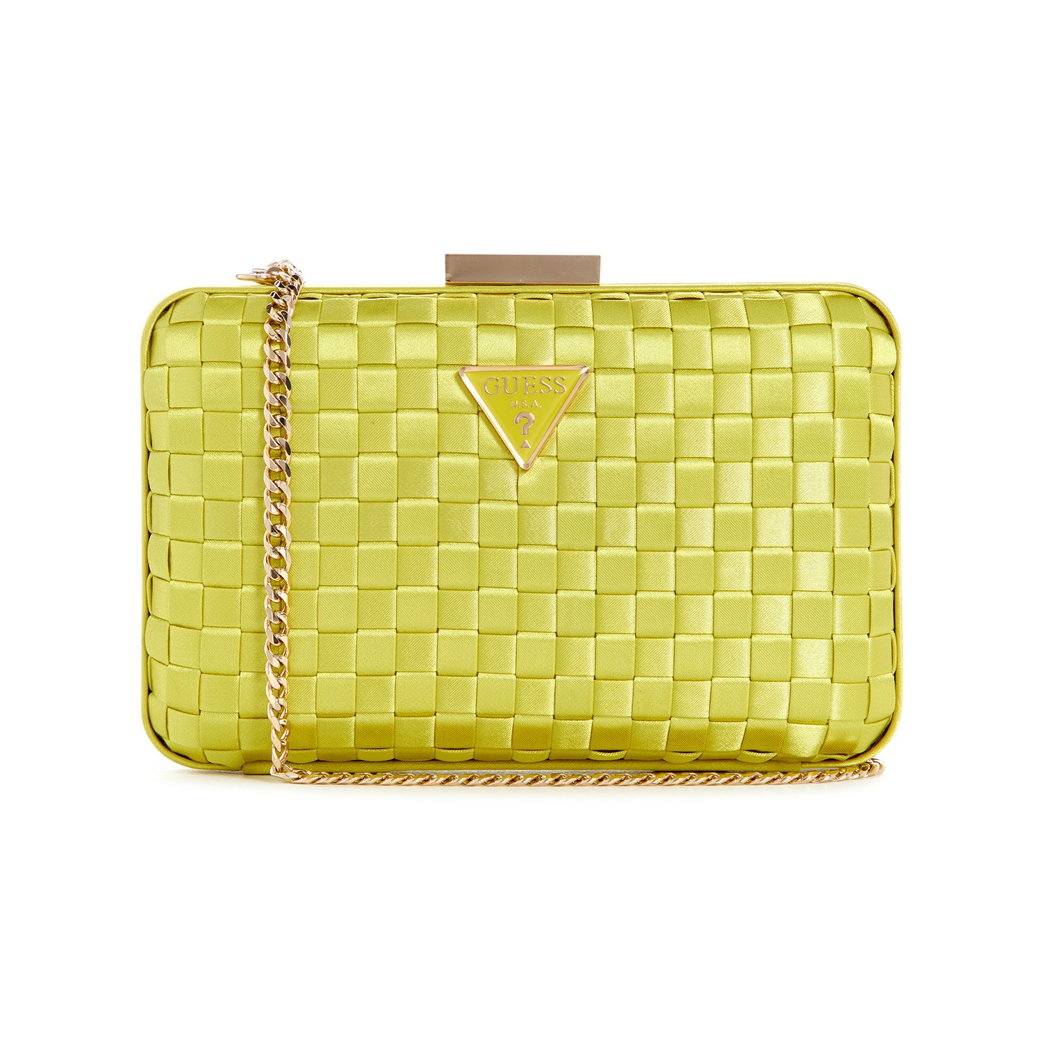 Guess Women's Braided Green Pure Polyester Twiller Minaudiere Crossbody Bag