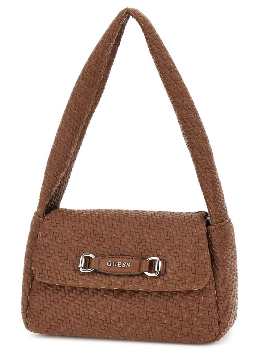 Cognac Basket Weave Francy Flap Shoulder Bag