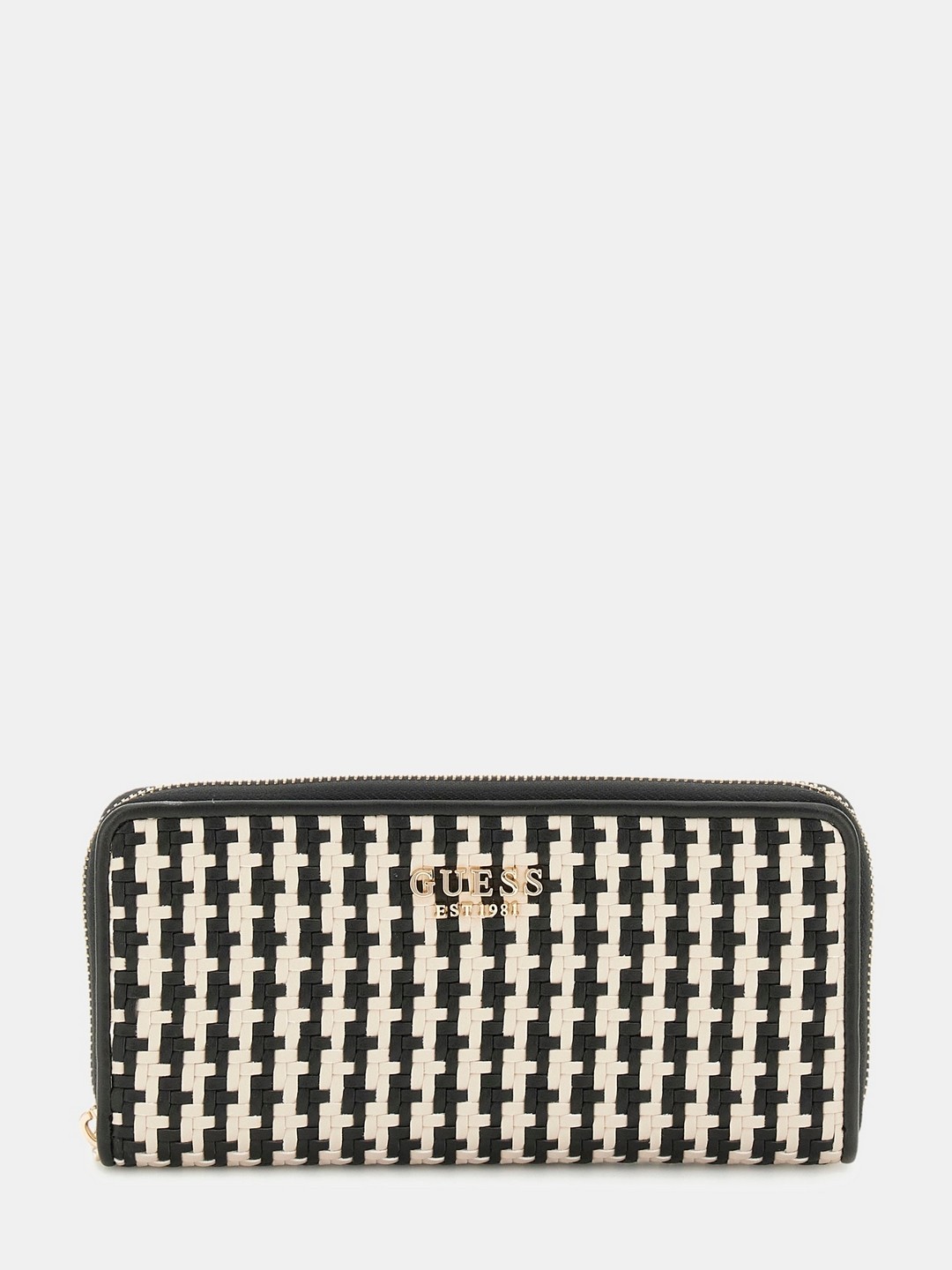 Guess Black Multi Textured Mirema Large Zip Around Wallet