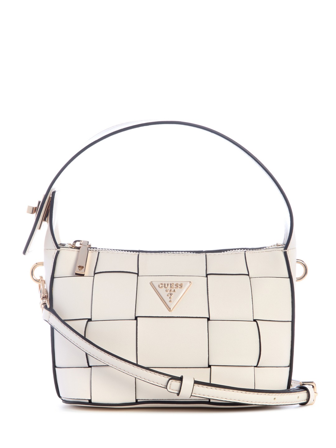 Guess Off White Textured Maylee Mini Shoulder Bag