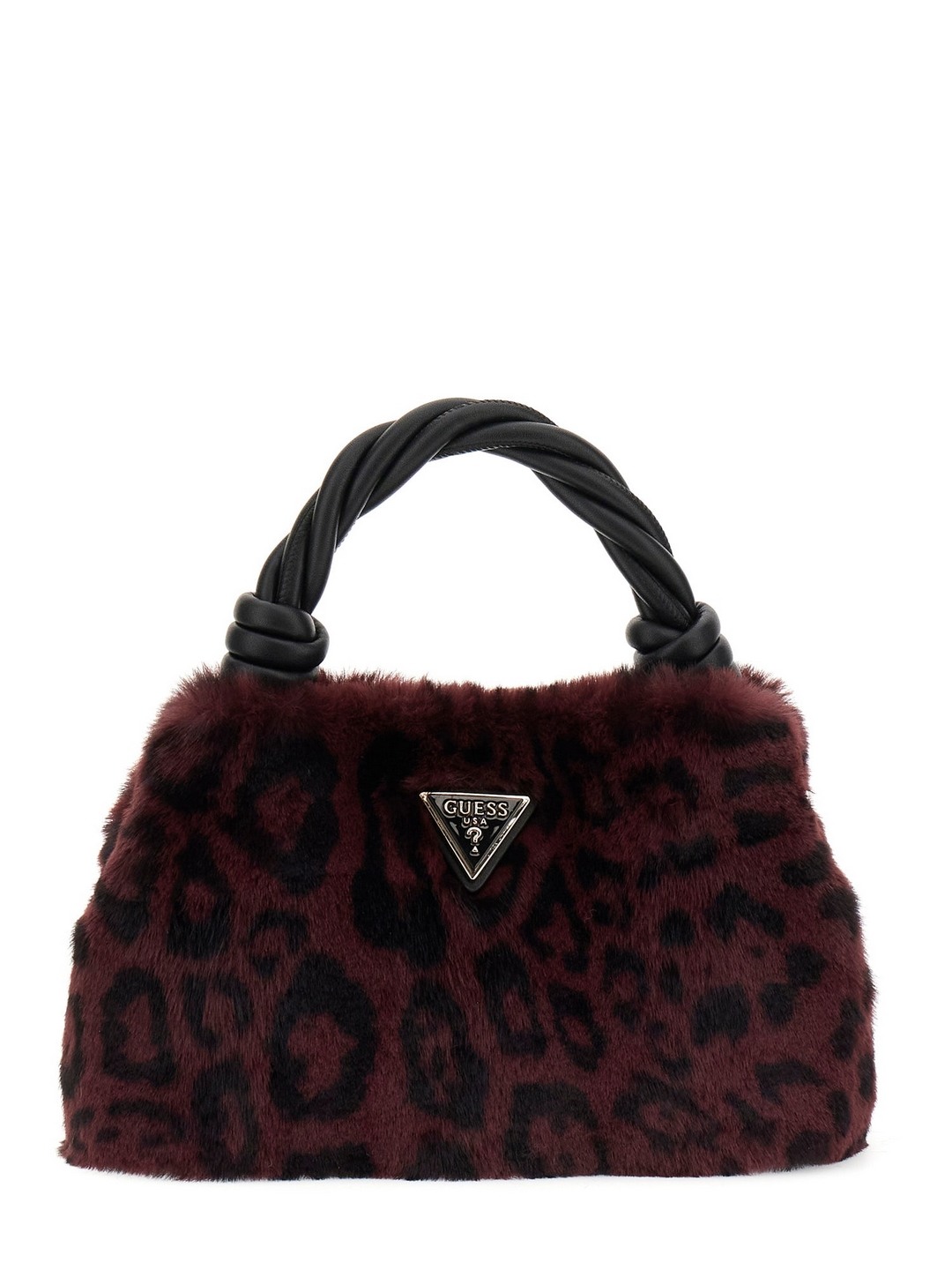 Wine Animal Print Shaida Top Handle Crossbody Bag
