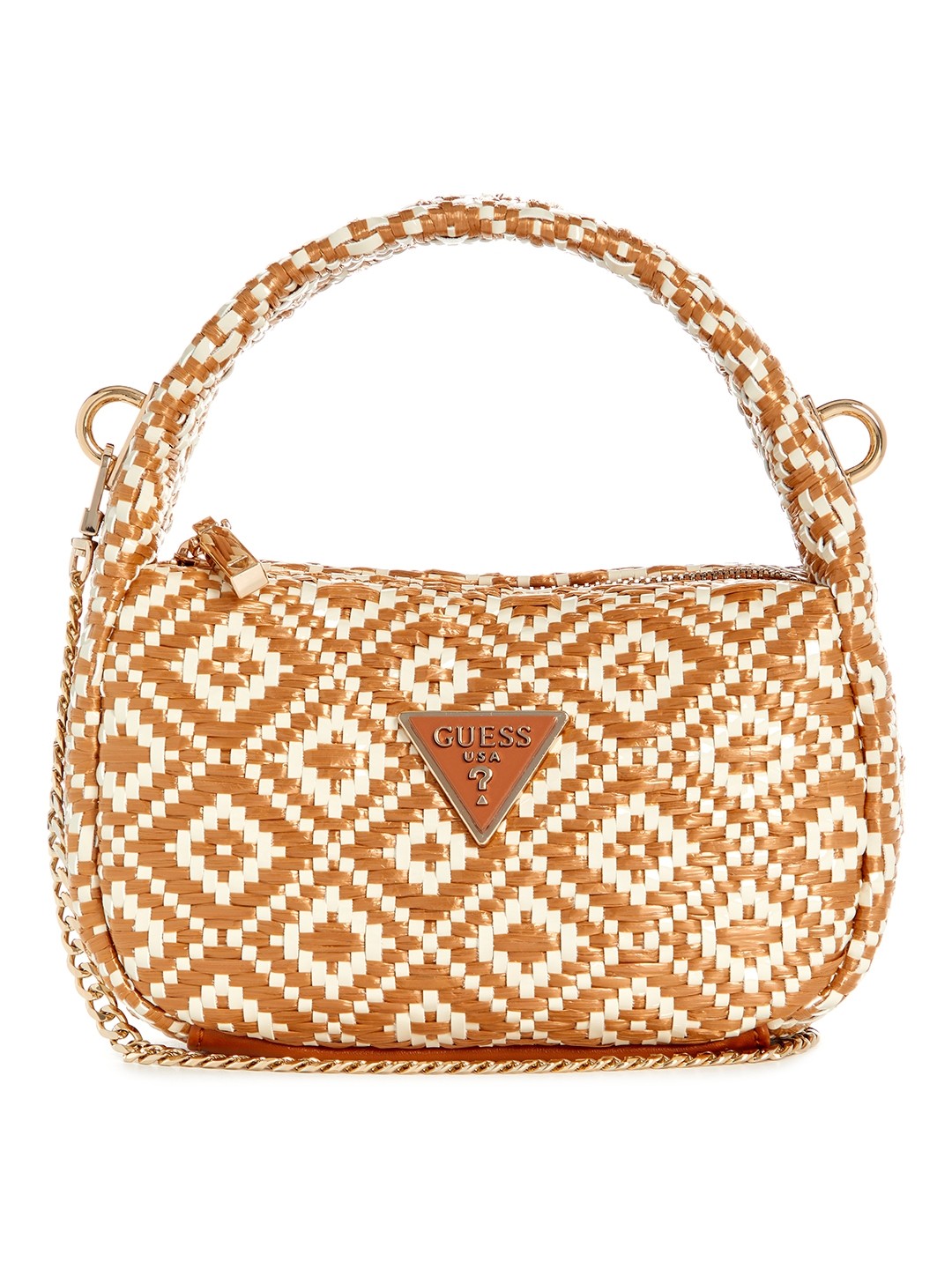 Cognac Textured Zipper Rianee Mini Hobo Shoulder Bag