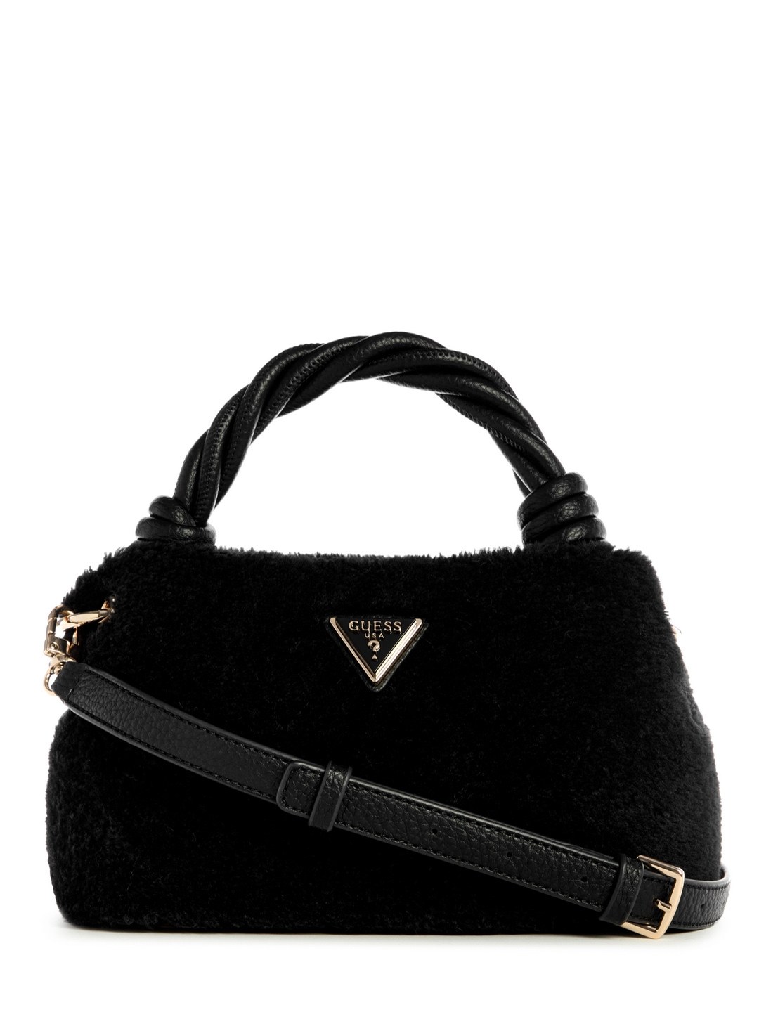 Black Solid Shaida Top Handle Crossbody Bag