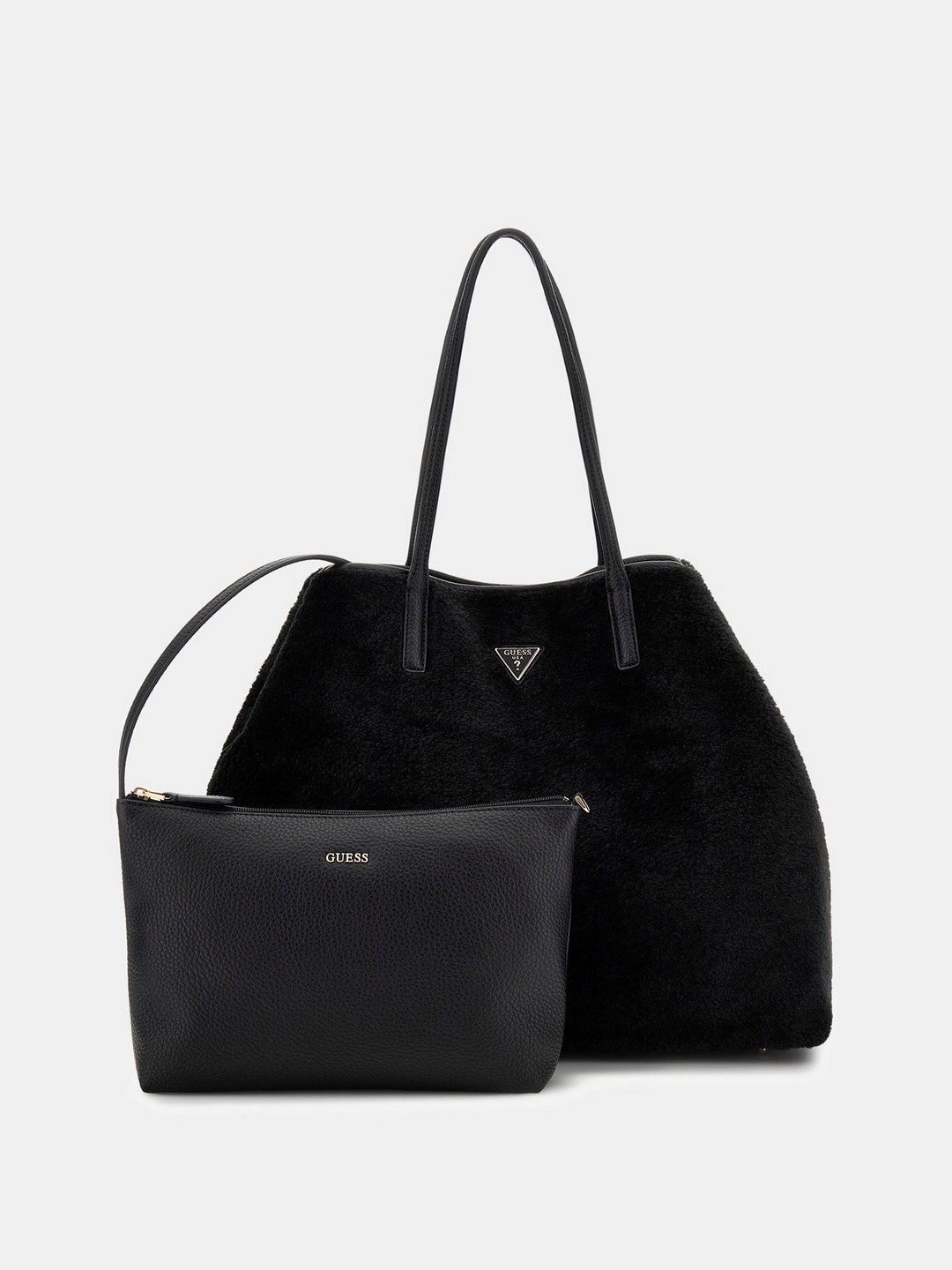 Black Solid Victtoria 2 In 1 Tote Bag