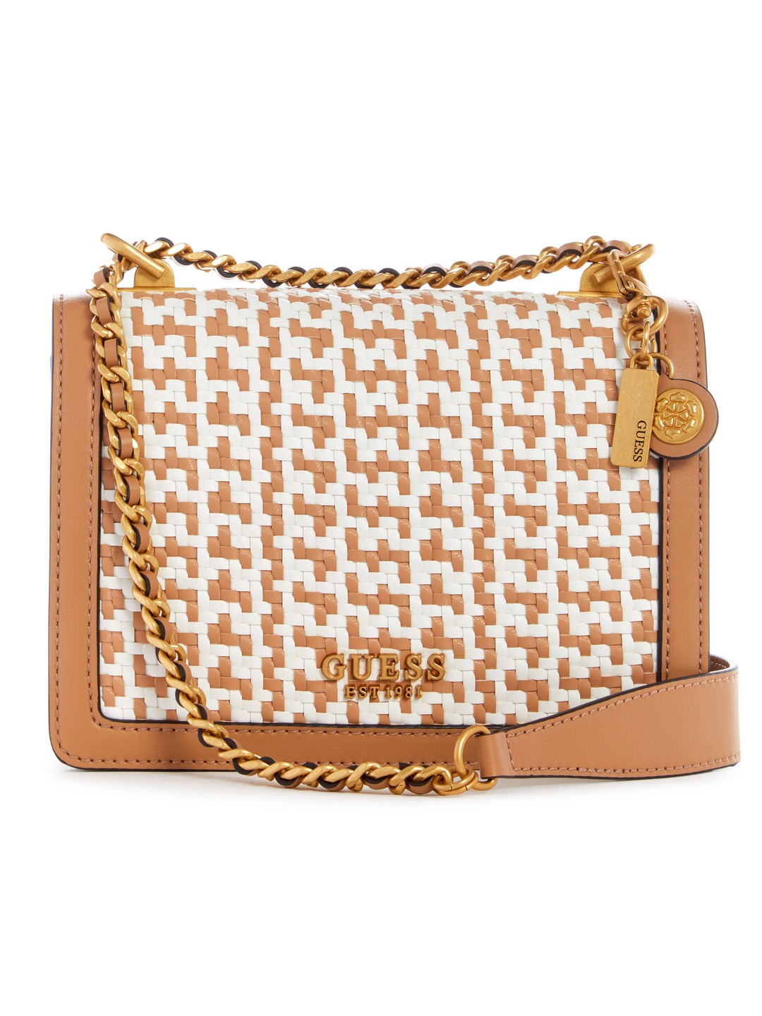 Guess Cognac Textured Abey Convertible Crossbody Bag