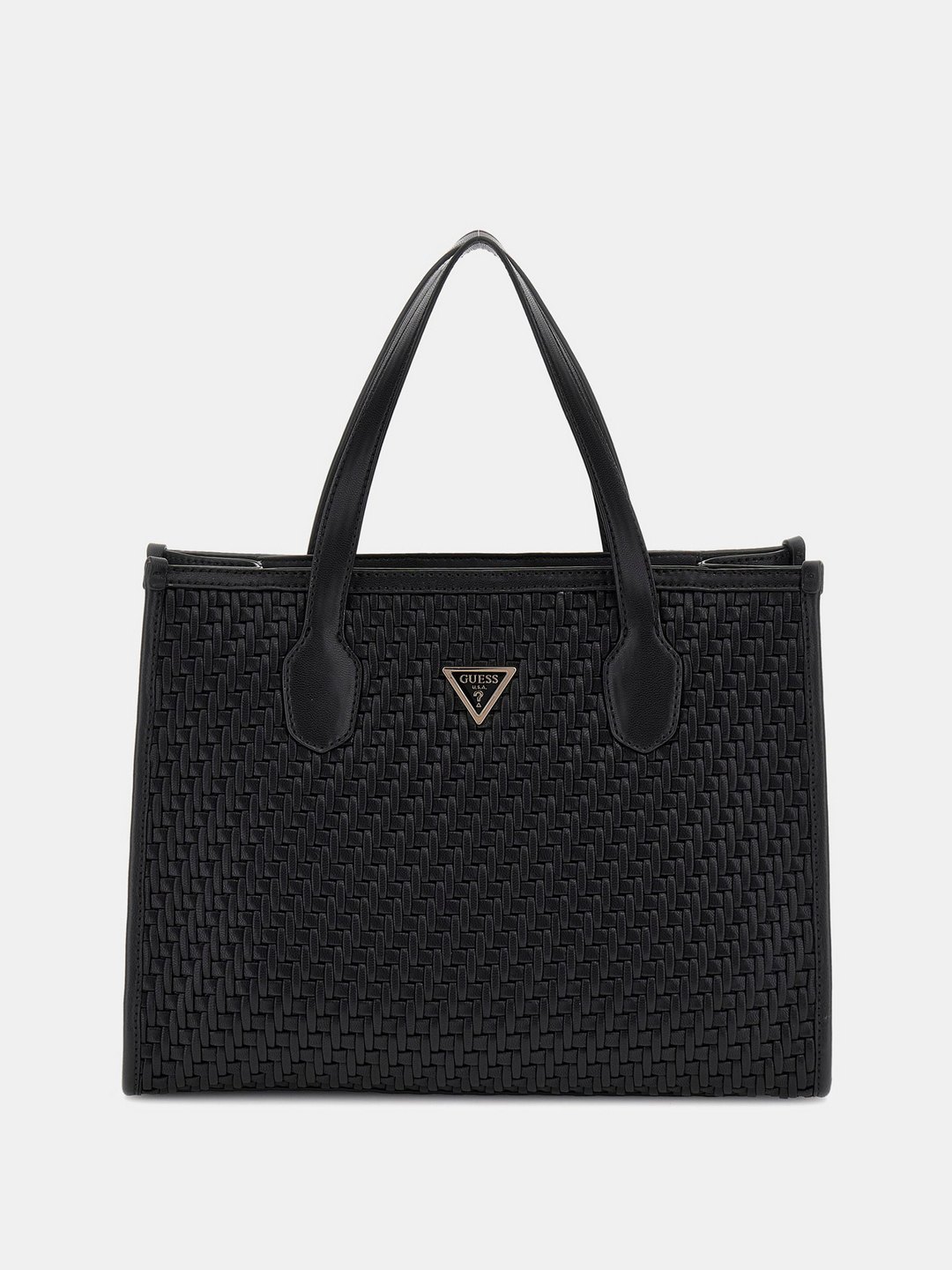 Black Basket Weave Silvana 2 Compartment Tote