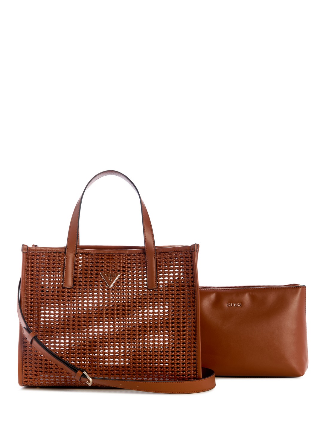 Guess Cognac Textured Brigitta 2 In 1 Tote Bag
