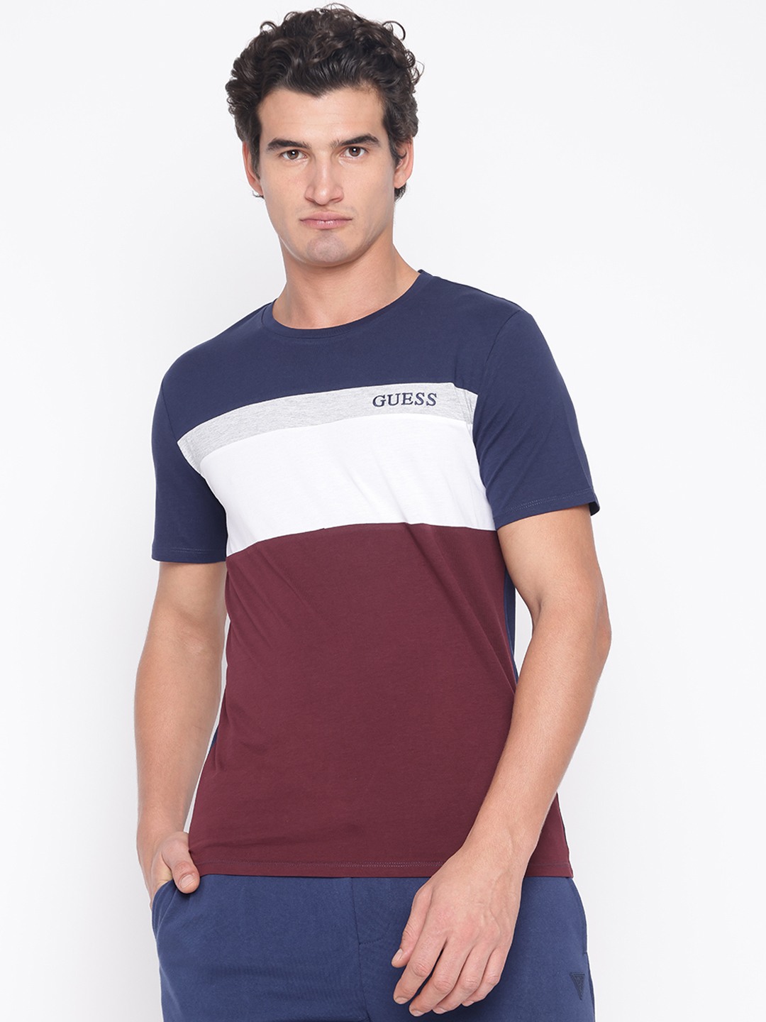 Multicolor Colorblocked Crew Neck Short Sleeve T-Shirt