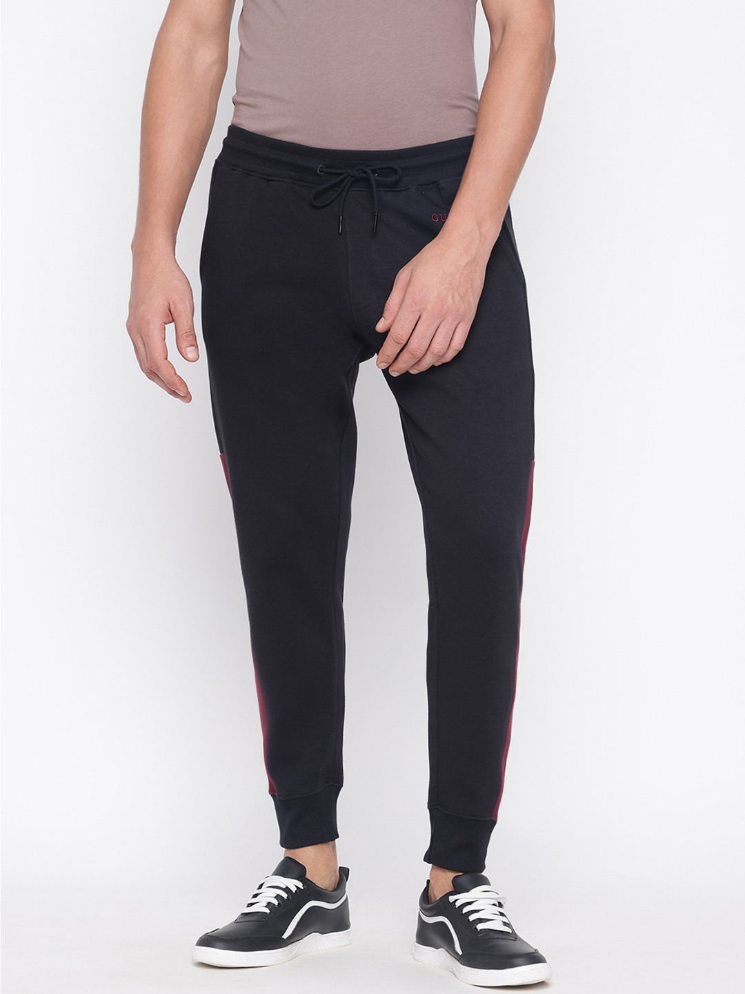 Black Colorblocked Joggers With Drawstring Closure