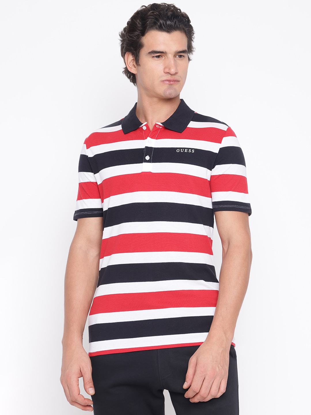 Multicolor Striped Short Sleeve Polo T-Shirt