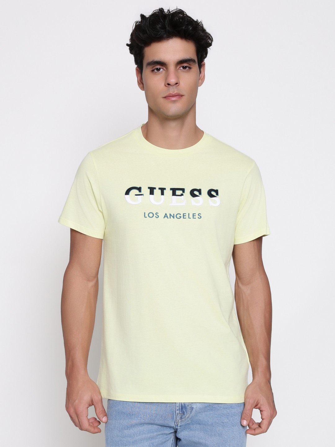 Guess Men Elto Candy Lemon Typography Round Neck Regular Fit T-Shirt