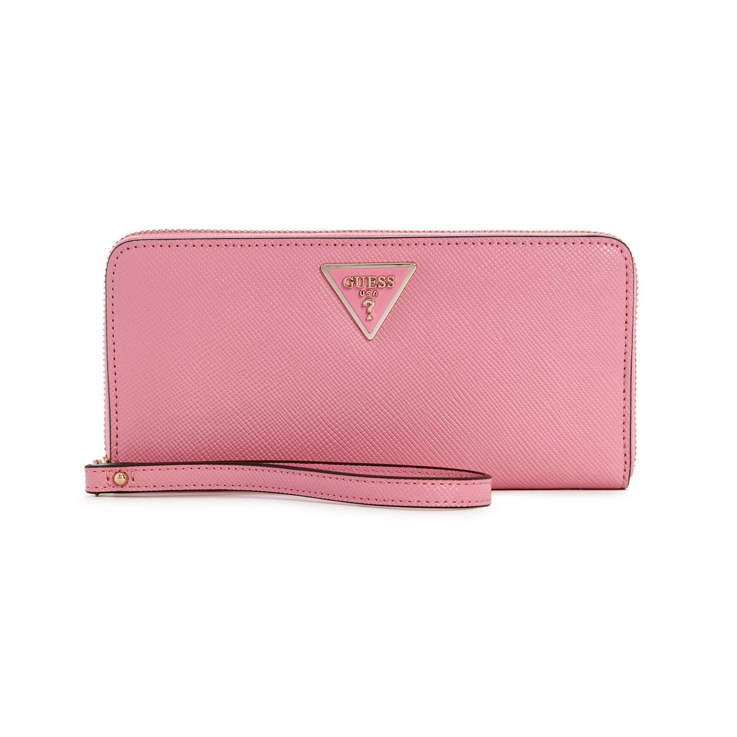 Guess Women's Pink PU Solid Zip Around Wallet