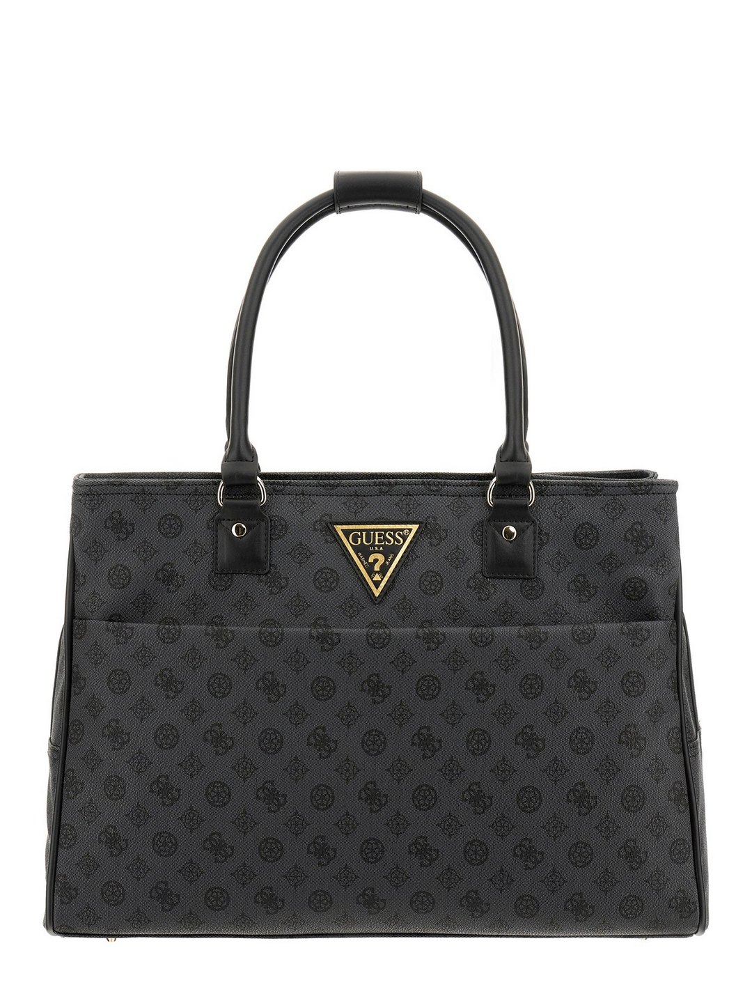 Guess Charcoal Printed Wilder Shopper Tote Bag