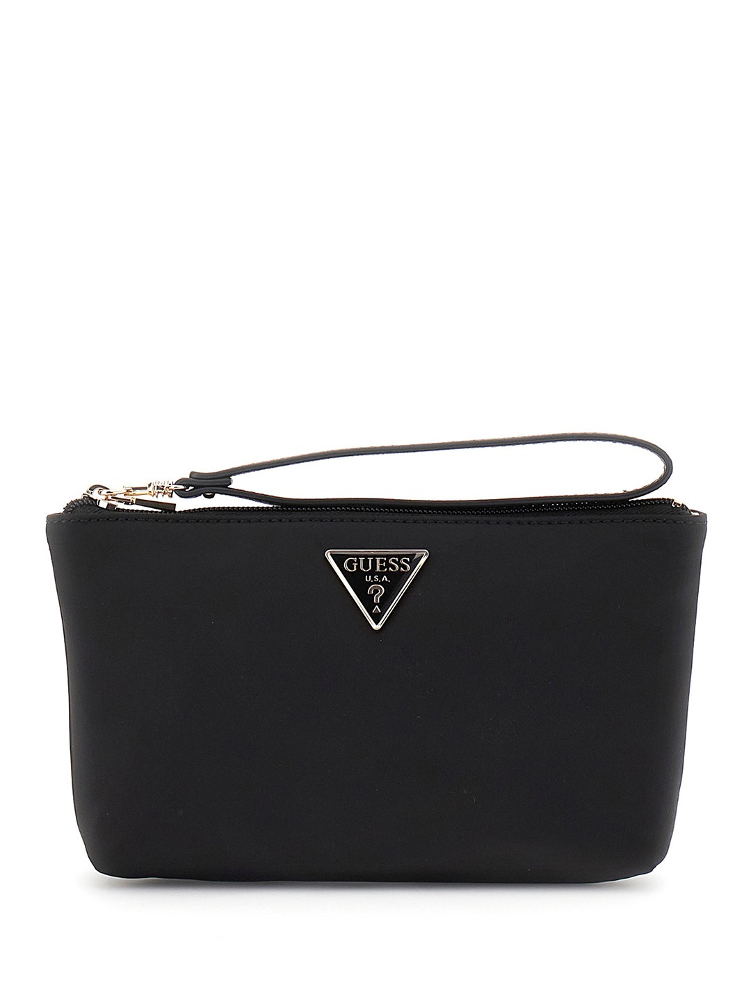 Black Solid Zipper Power Play Wristlet