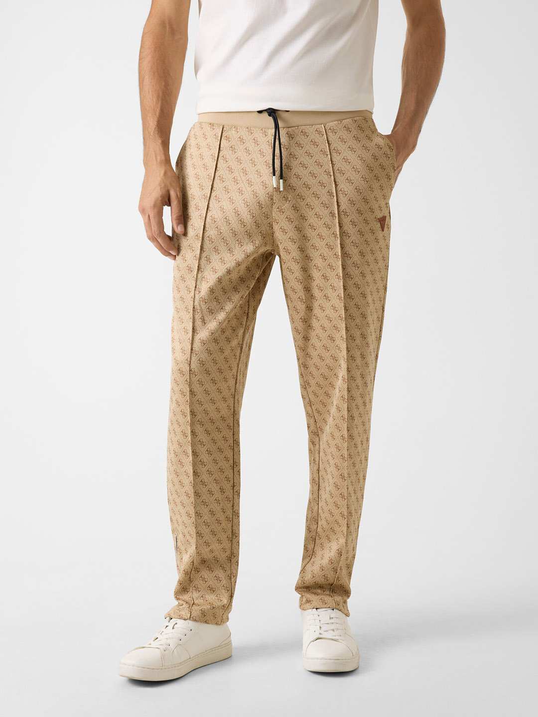 Beige Printed Regular Fit Trackpant