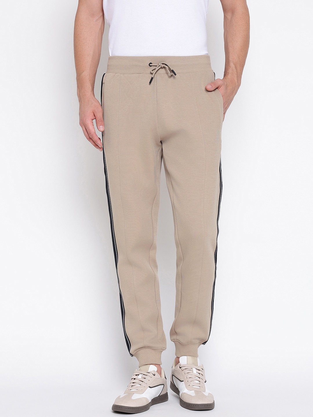 Guess Mickey Punto Milano Thermal Clay Solid Mid Rise Regular Fit Cuff Jogger Pants