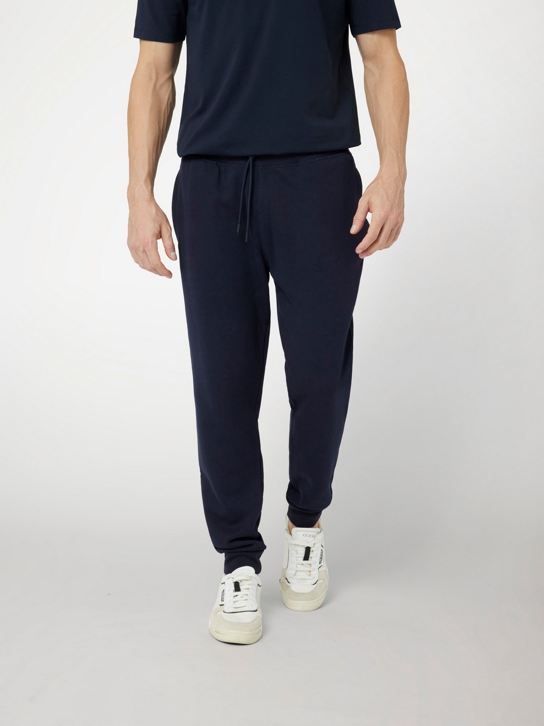Deep Marine Solid Mid Rise Jogger Pant