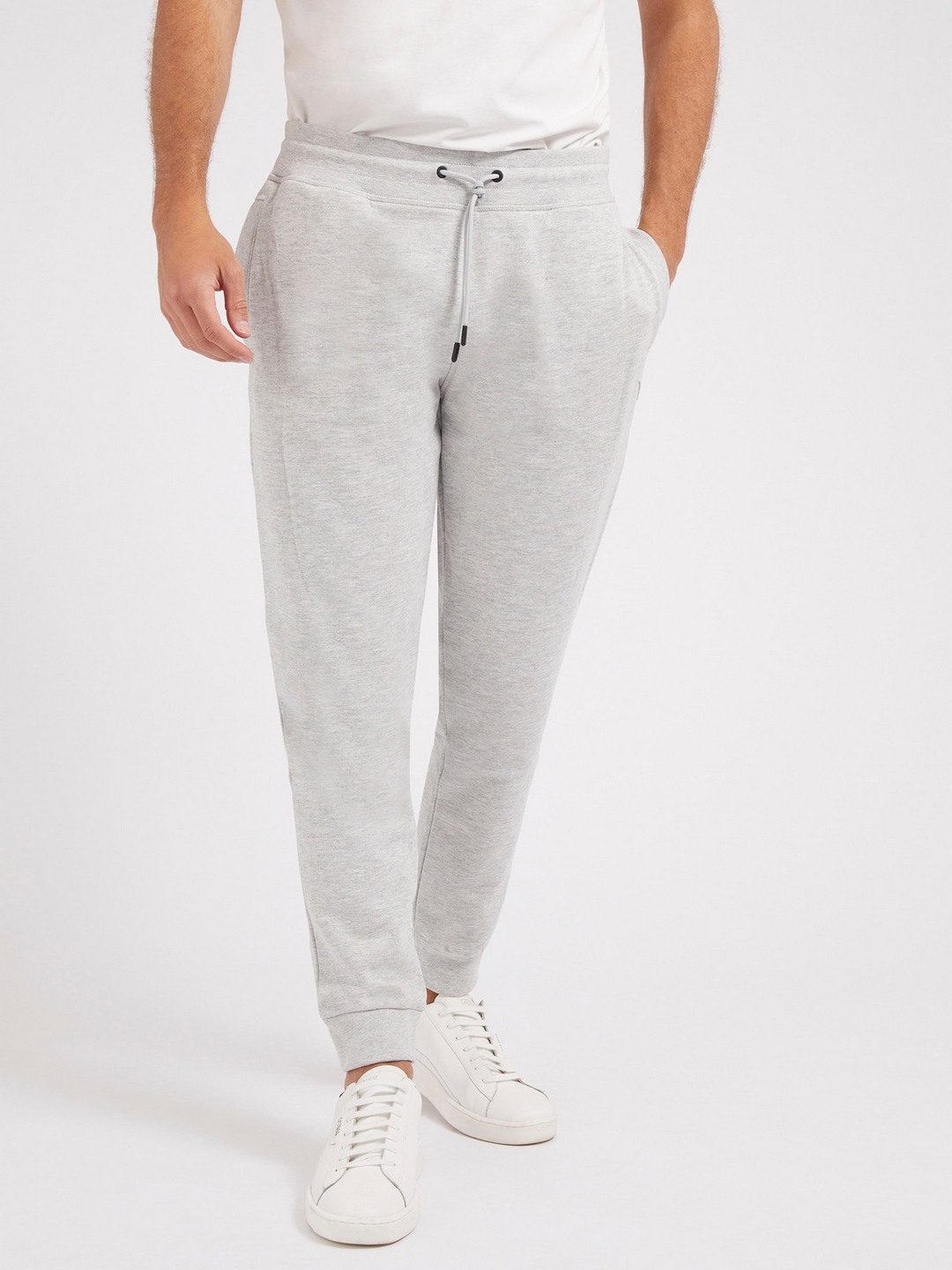Guess Grey Cotton Blend Solid Regular Fit Trackpant