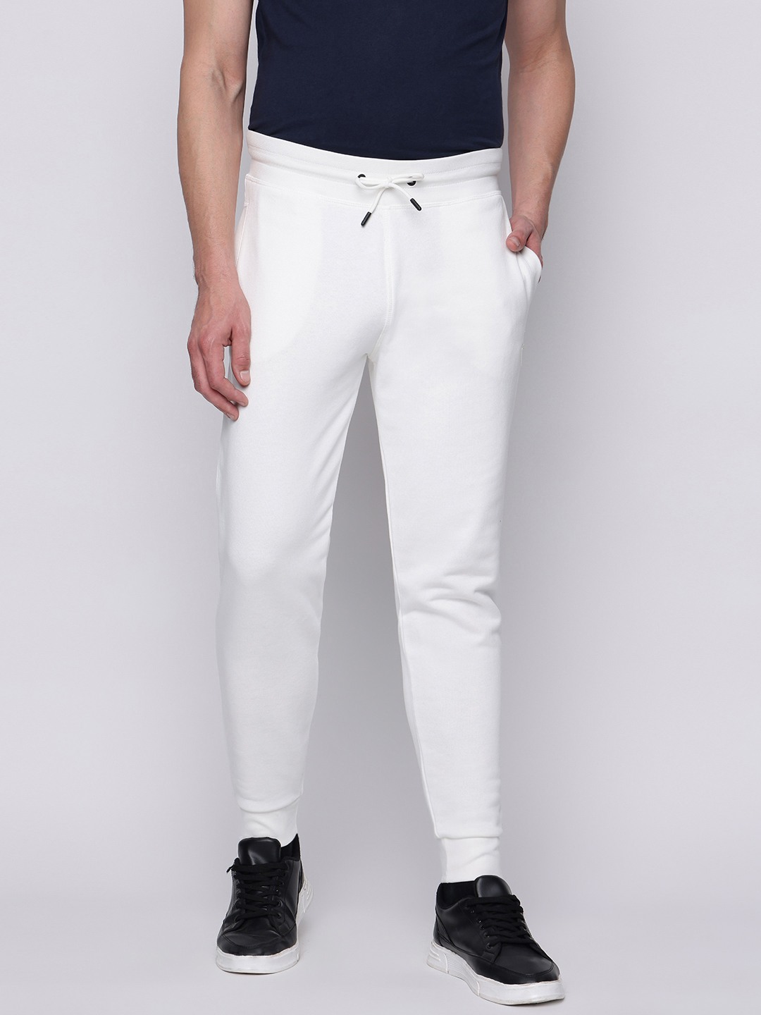 White Solid Regular Fit Trackpant