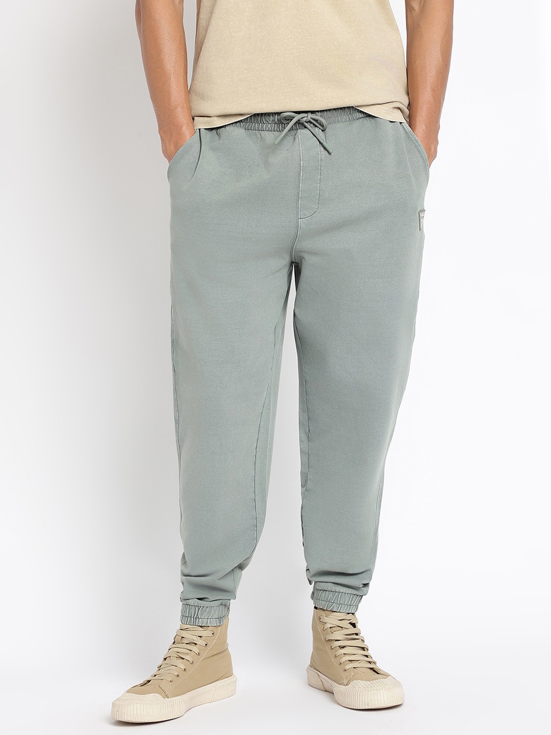 Syrma Cotton Blend Tapered Mid Rise Joggers