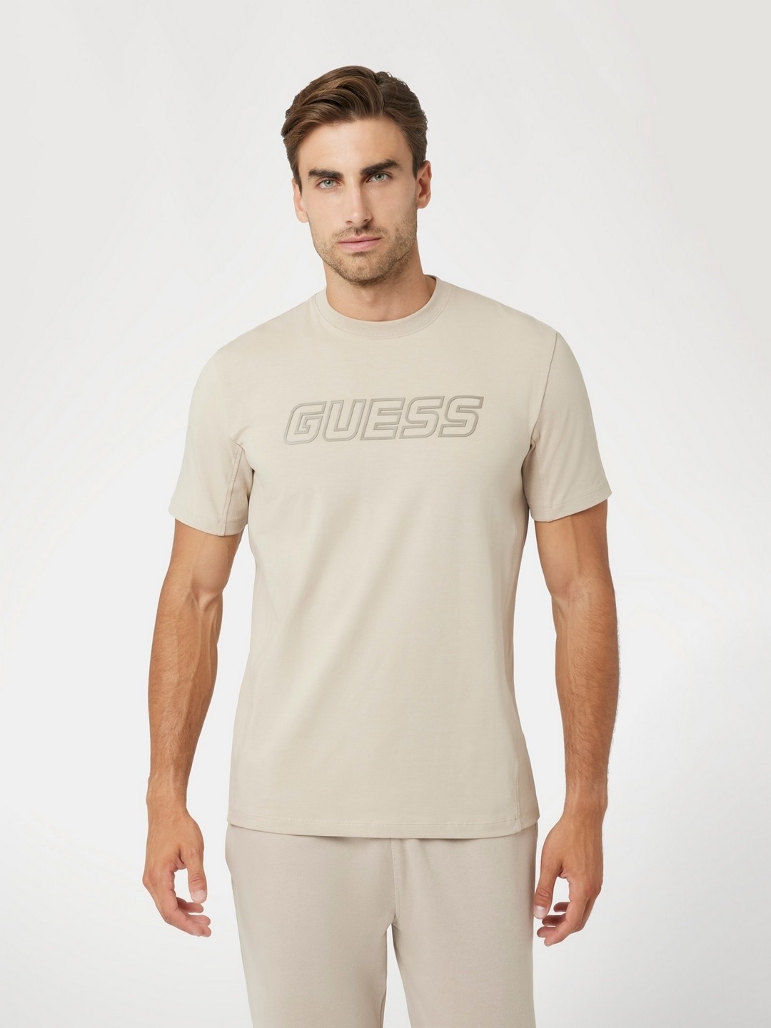 Pasadena Stone Solid Round Neck Short Sleeves T-Shirt