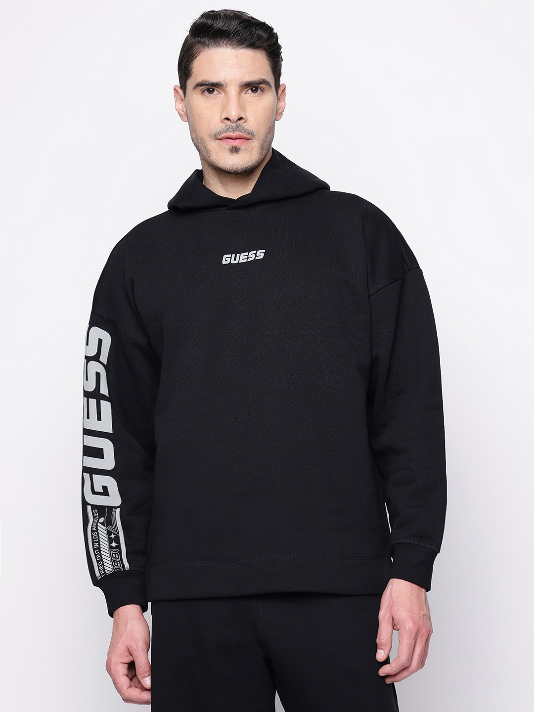 Guess Dalim Black Printed Men Sweatshirt