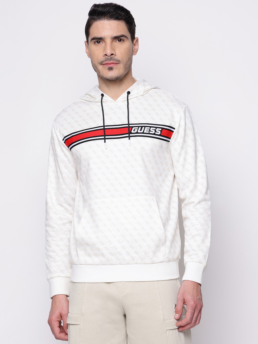 White Printed Hooded Sweatshirt