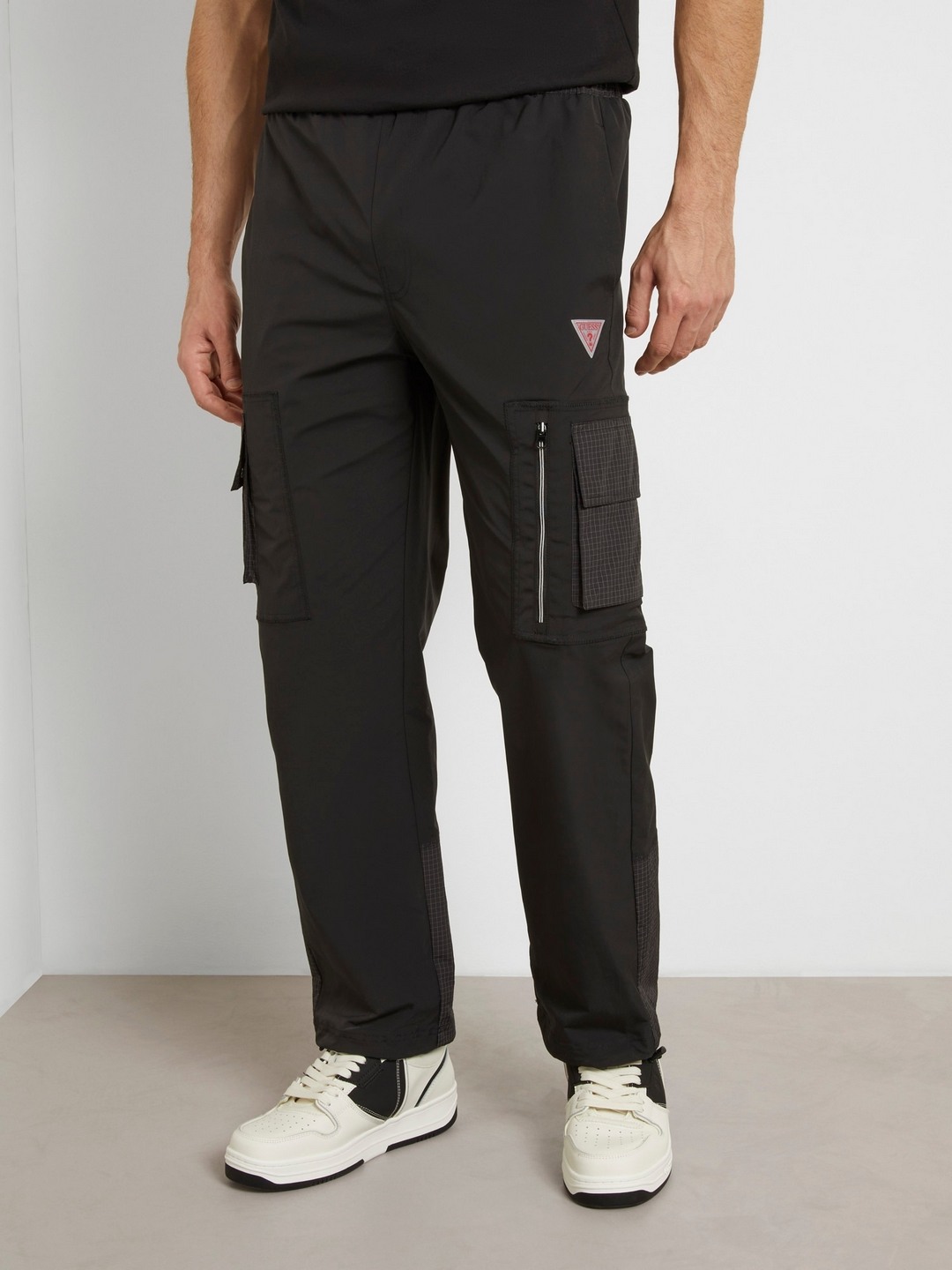 Black Polyester Solid Regular Fit Trouser