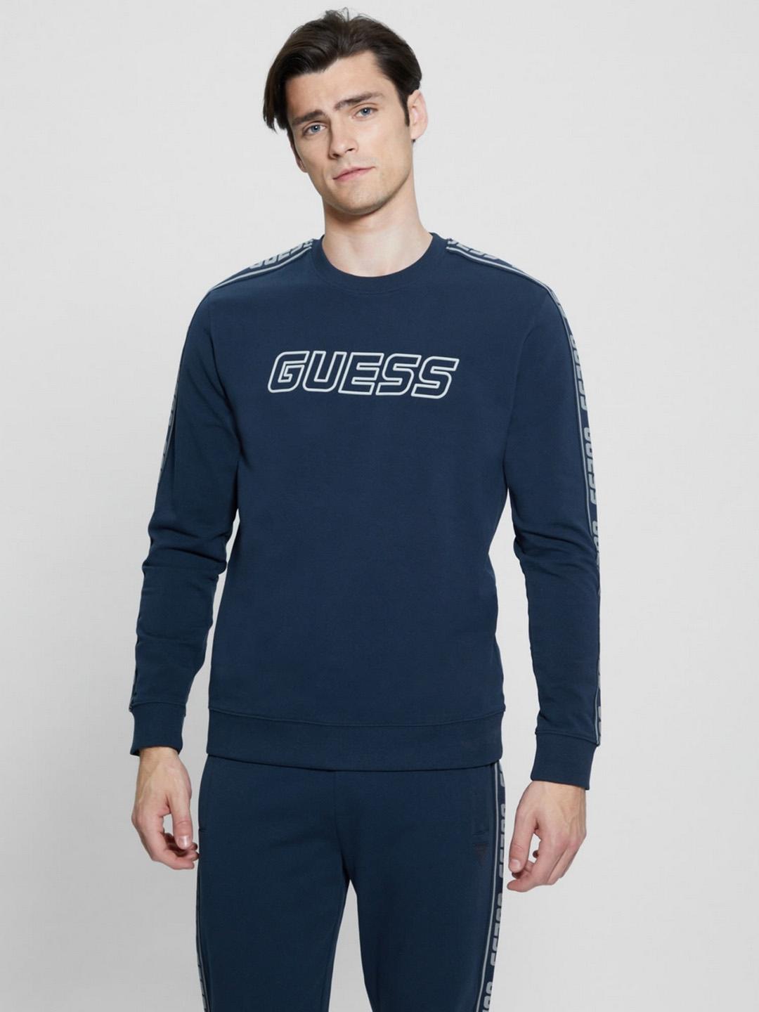 Guess Men Printed Round Neck Full Sleeves Sweatshirt