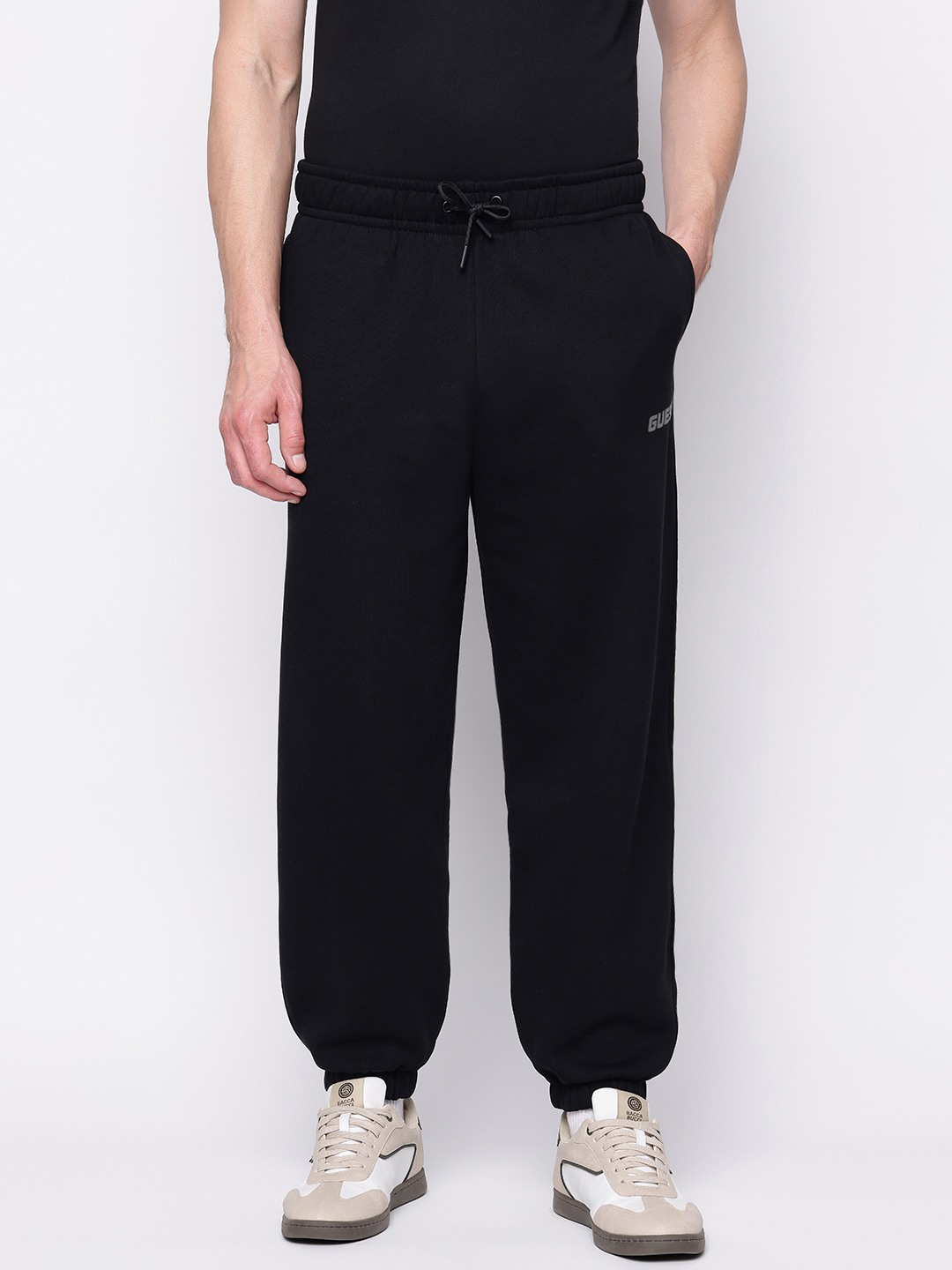 Black Solid Loose Fit Joggers