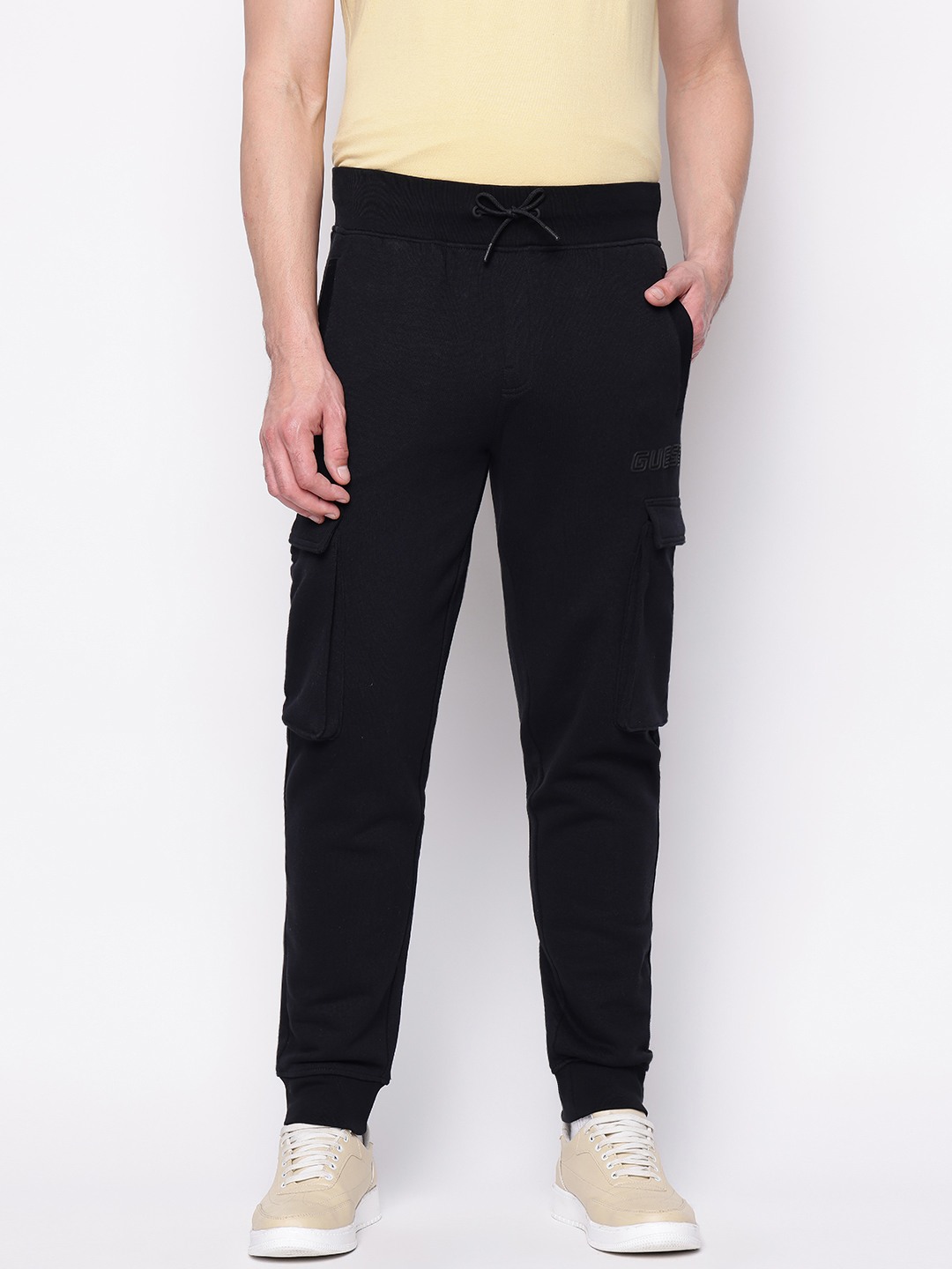 Guess Aldwin Black Solid Men Trackpant