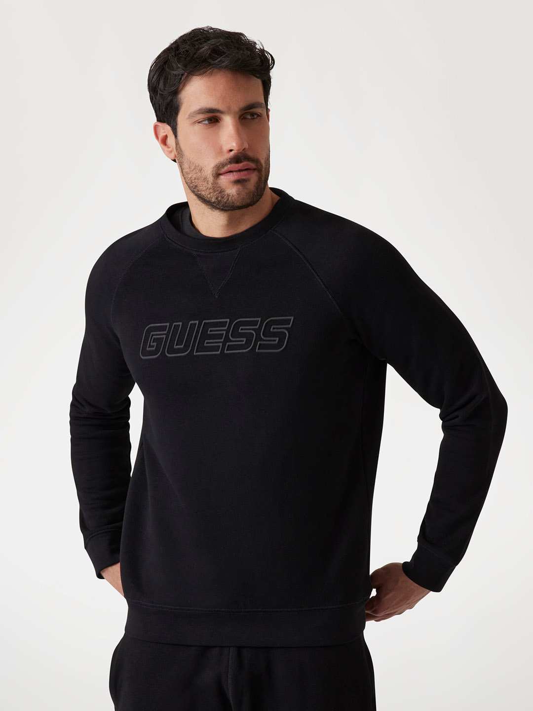 Guess New Aldwin Black Solid Men Sweatshirt