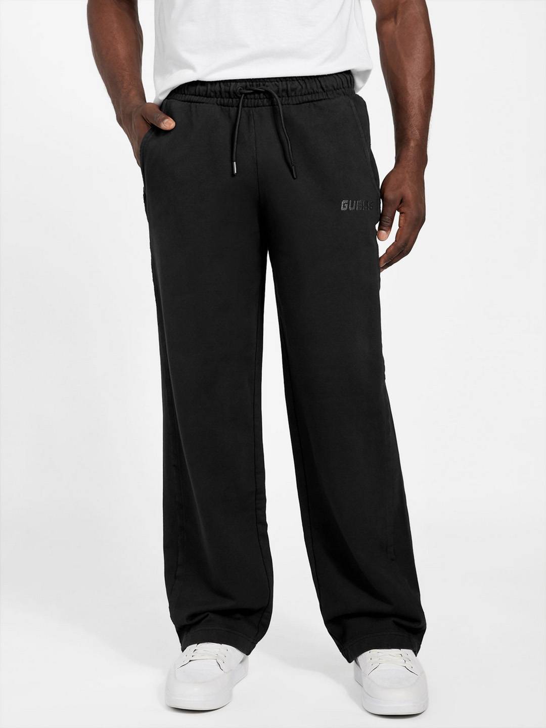 Guess Men Solid Full Length Drawstring Track Pants