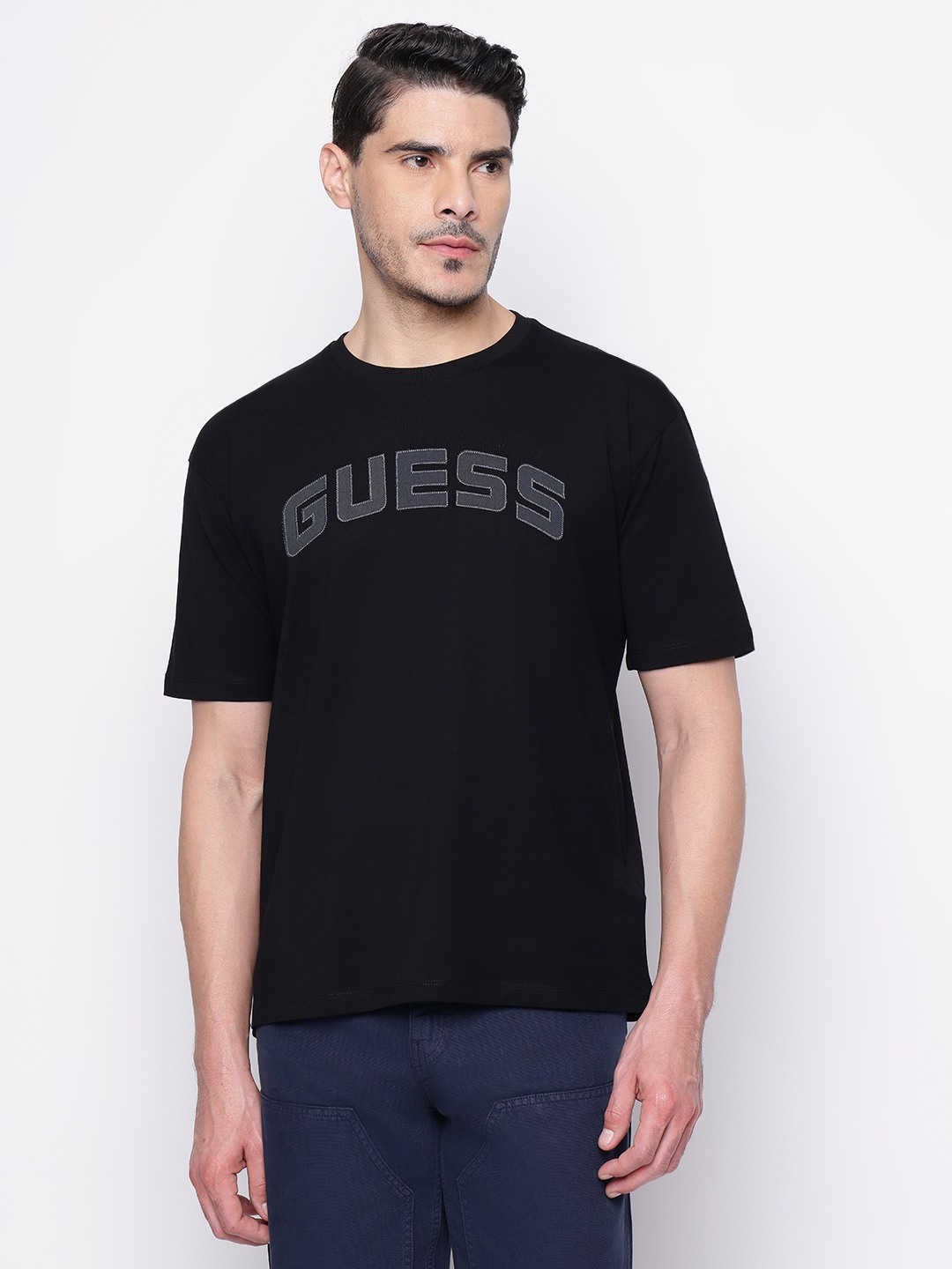 Guess Shingo Black Printed Men T-Shirt