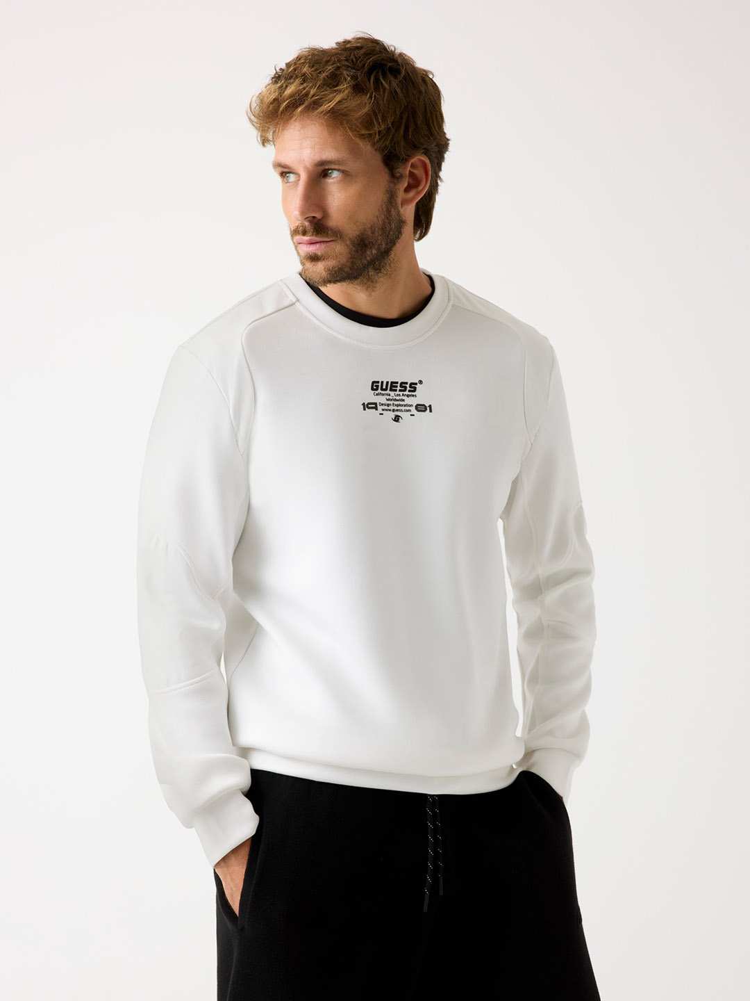 Guess Ryota White Printed Men Sweatshirt