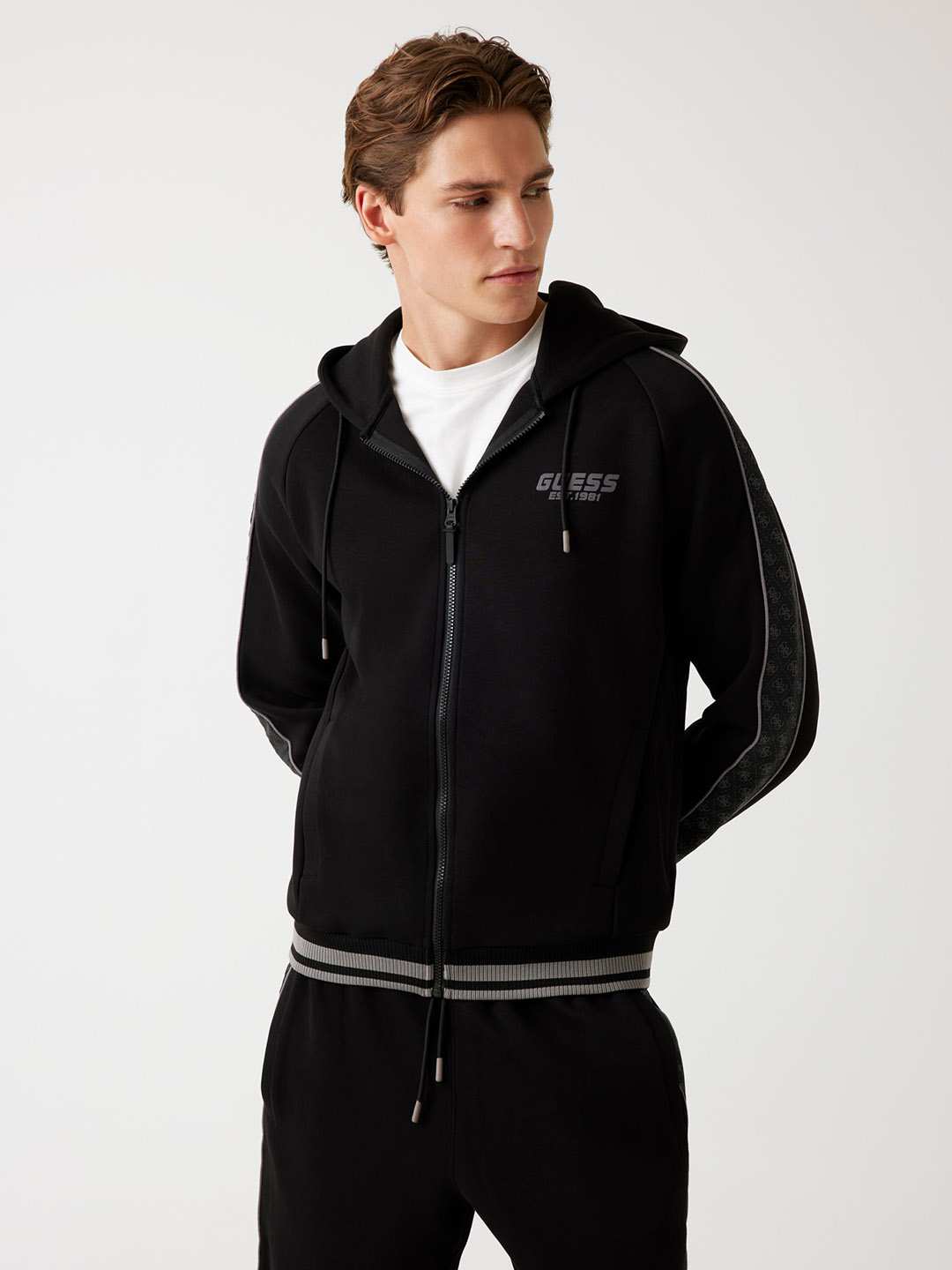 Black Solid Hooded Sweatshirt