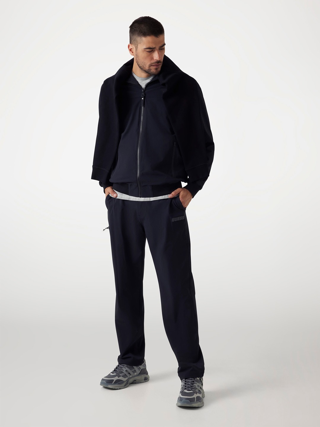 Guess Doro Black Solid Men Trousers