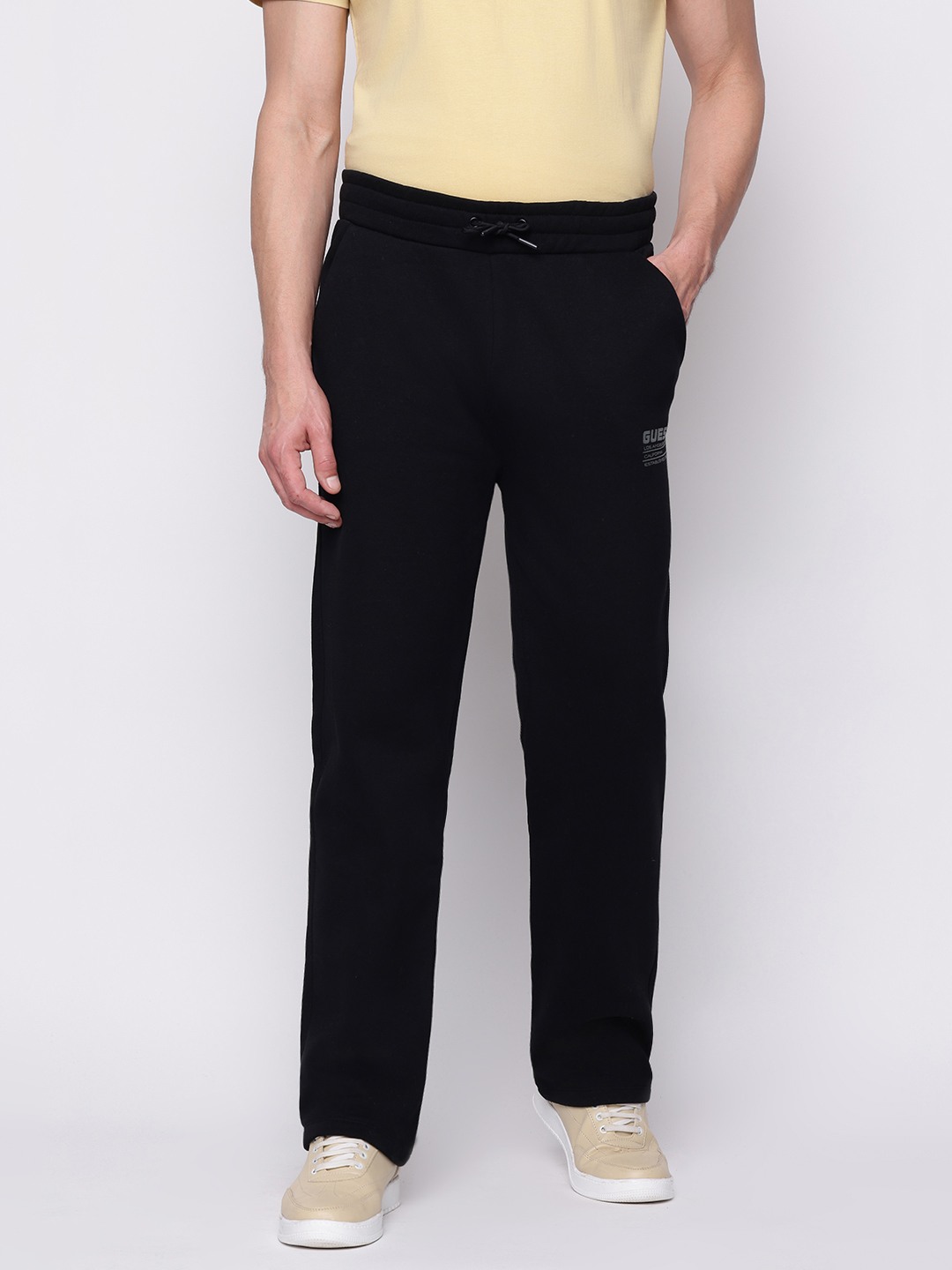 Guess New Dalim Black Solid Men Trackpant