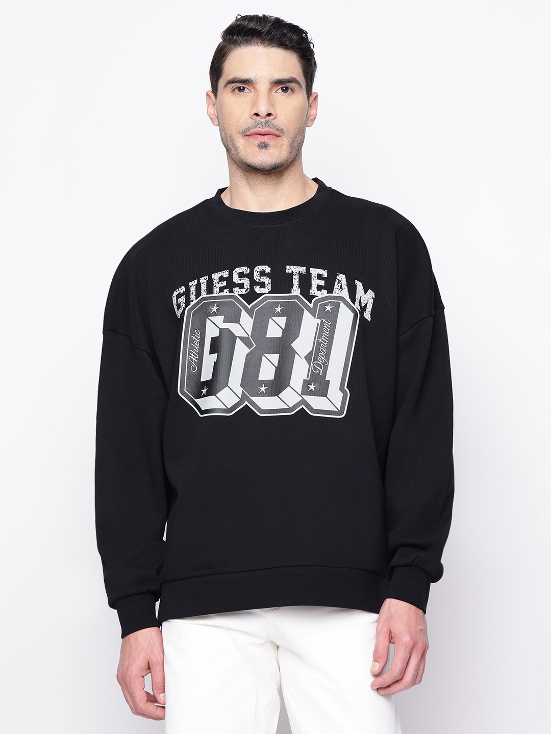 Guess Mentore Black Printed Men Sweatshirt