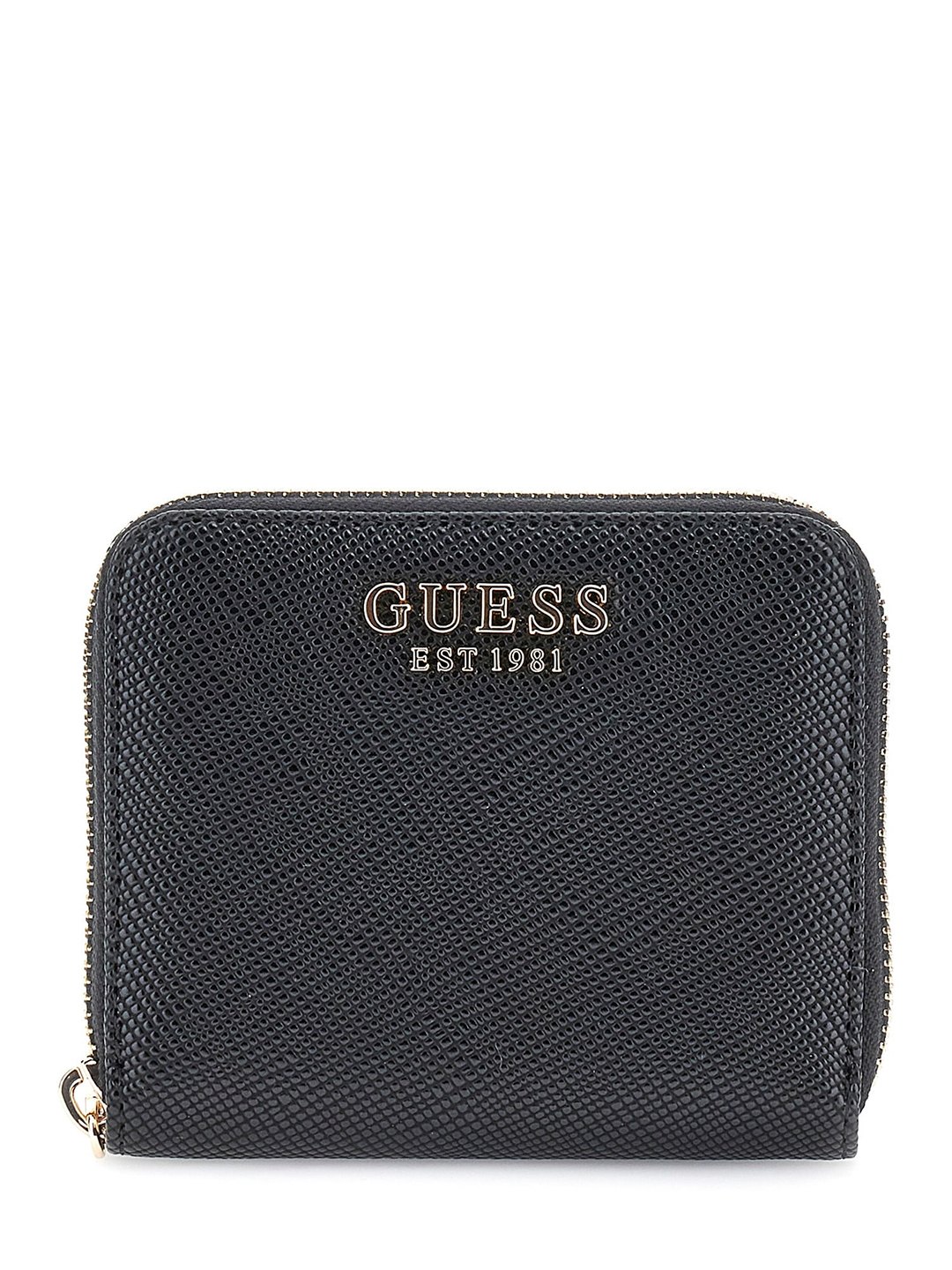 Black Textured Zipper Laurel Small Zip Around Wallet