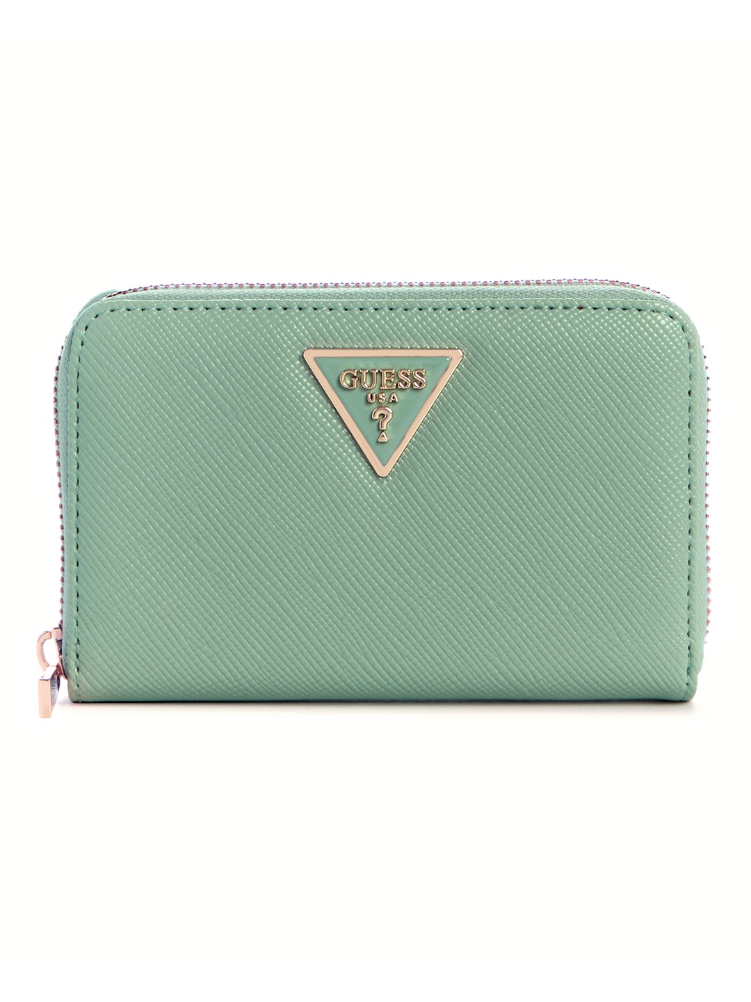 Light Sage Textured Zipper Laurel Medium Zip Around Wallet