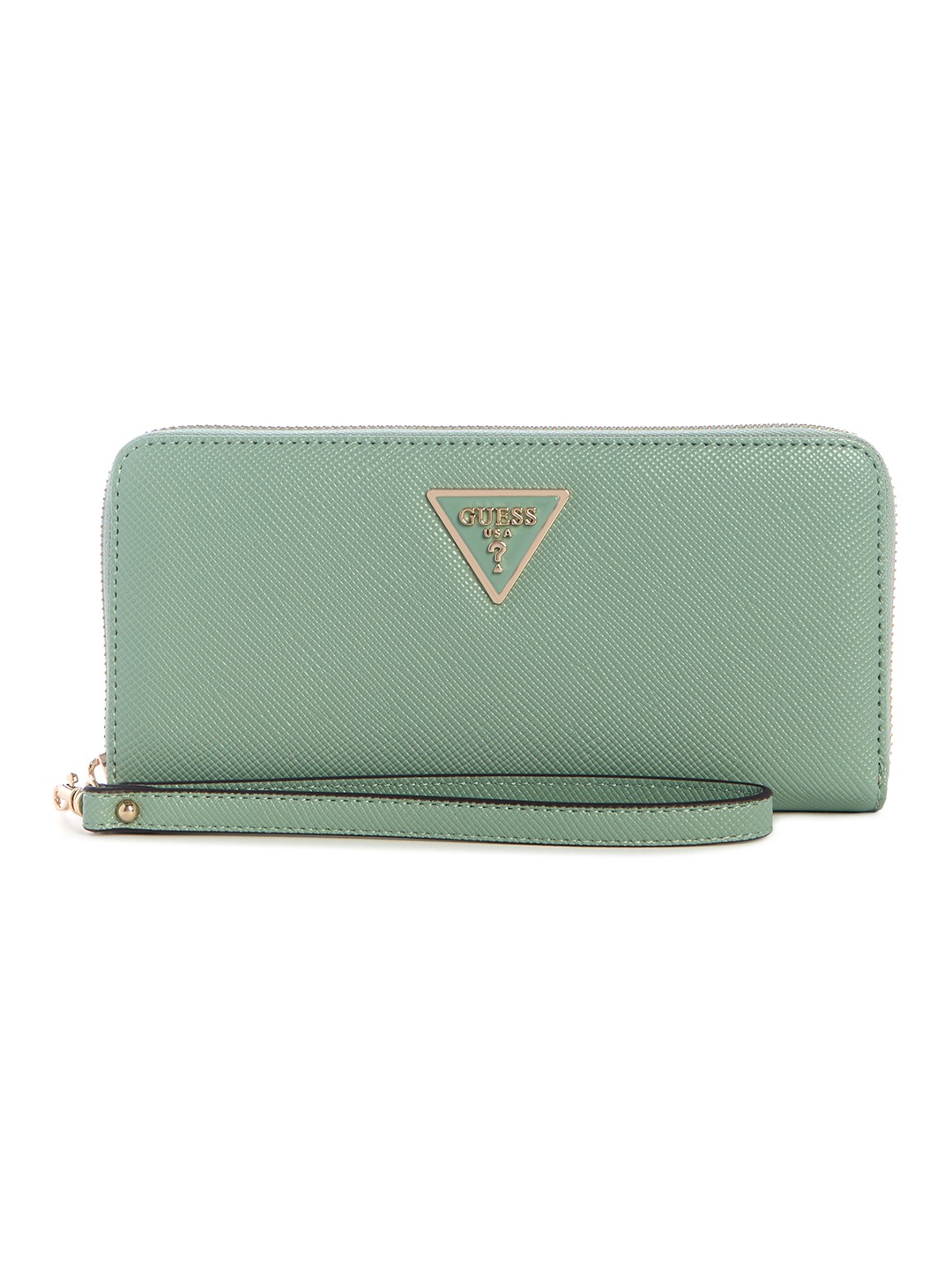 Light Sage Textured Zipper Laurel Large Zip Around Wallet