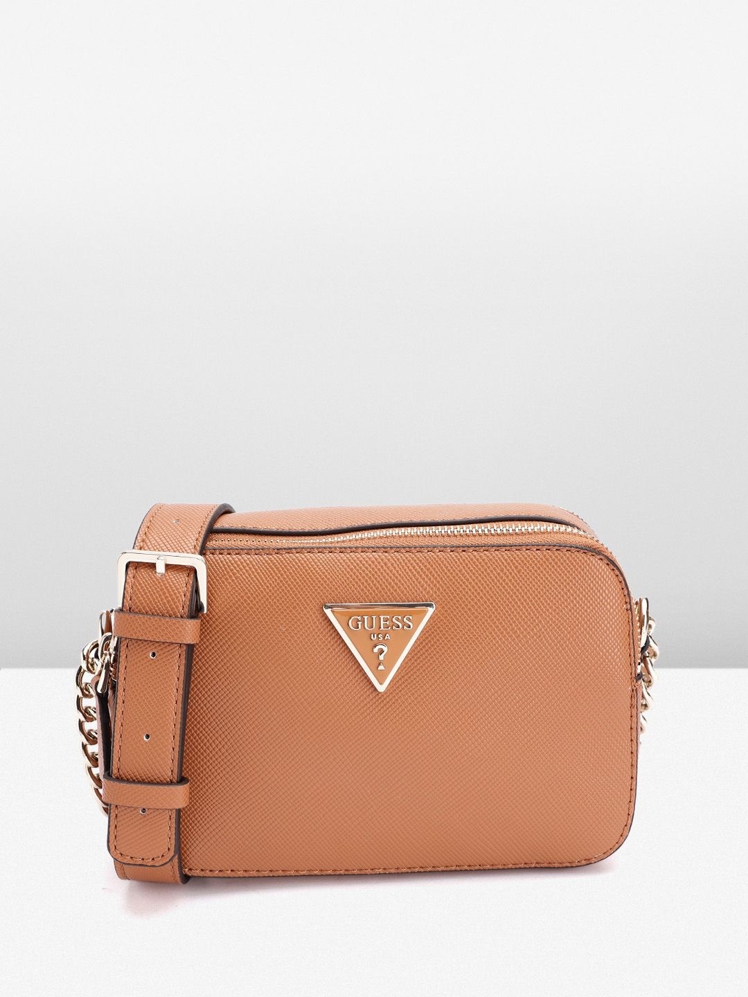 Guess Women Solid Brown Noelle Crossbody