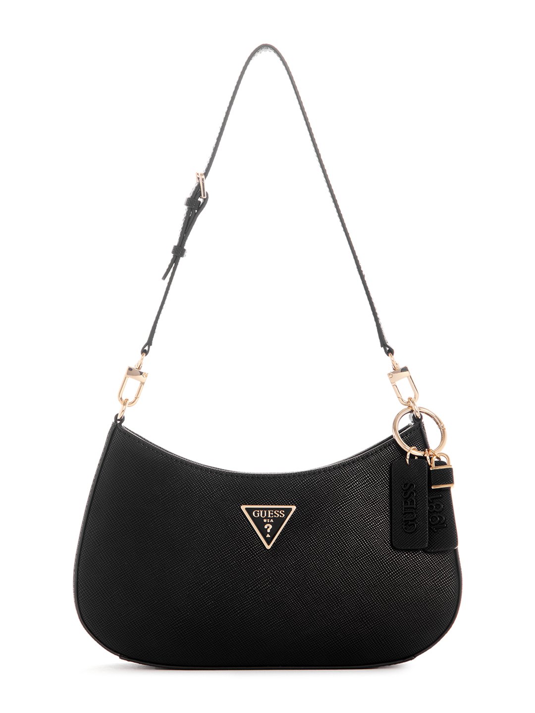 Guess Women Black Textured Shoulder Bag